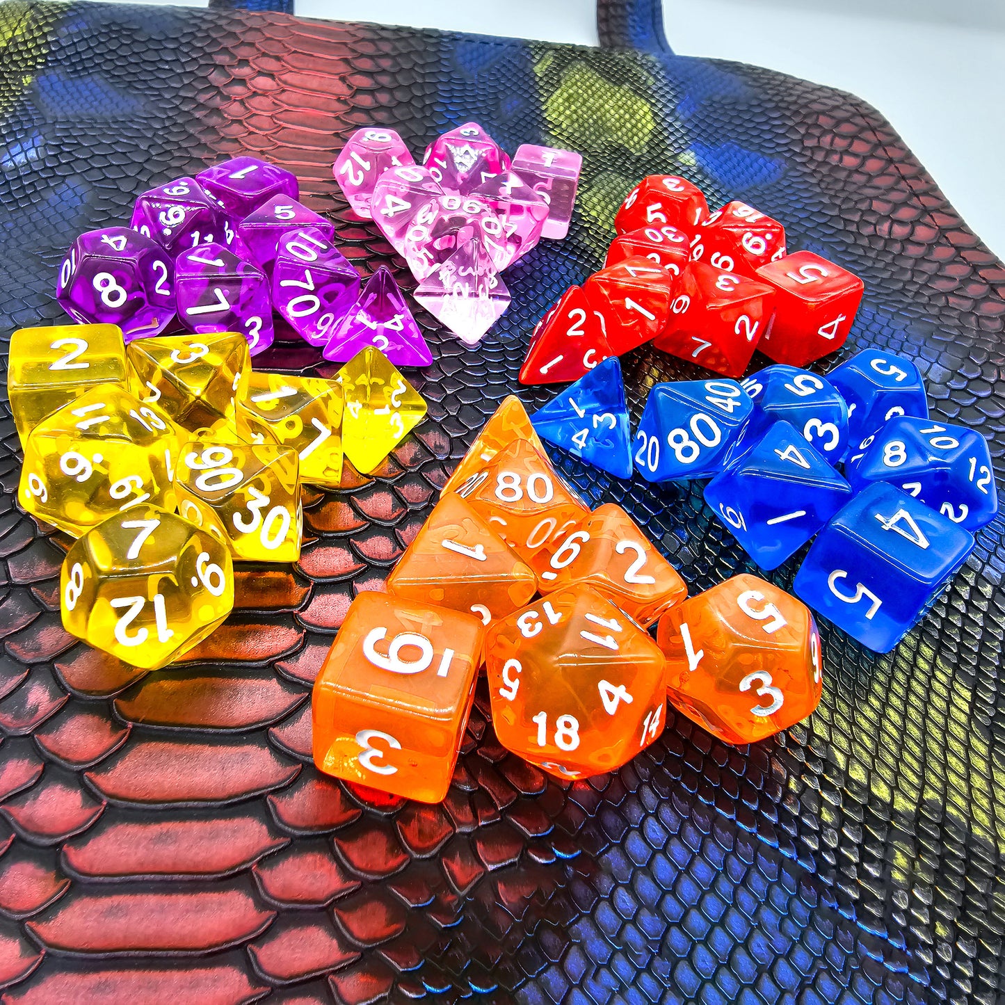 42 Piece DND Dice Set + 6 Velvet Dice Bags