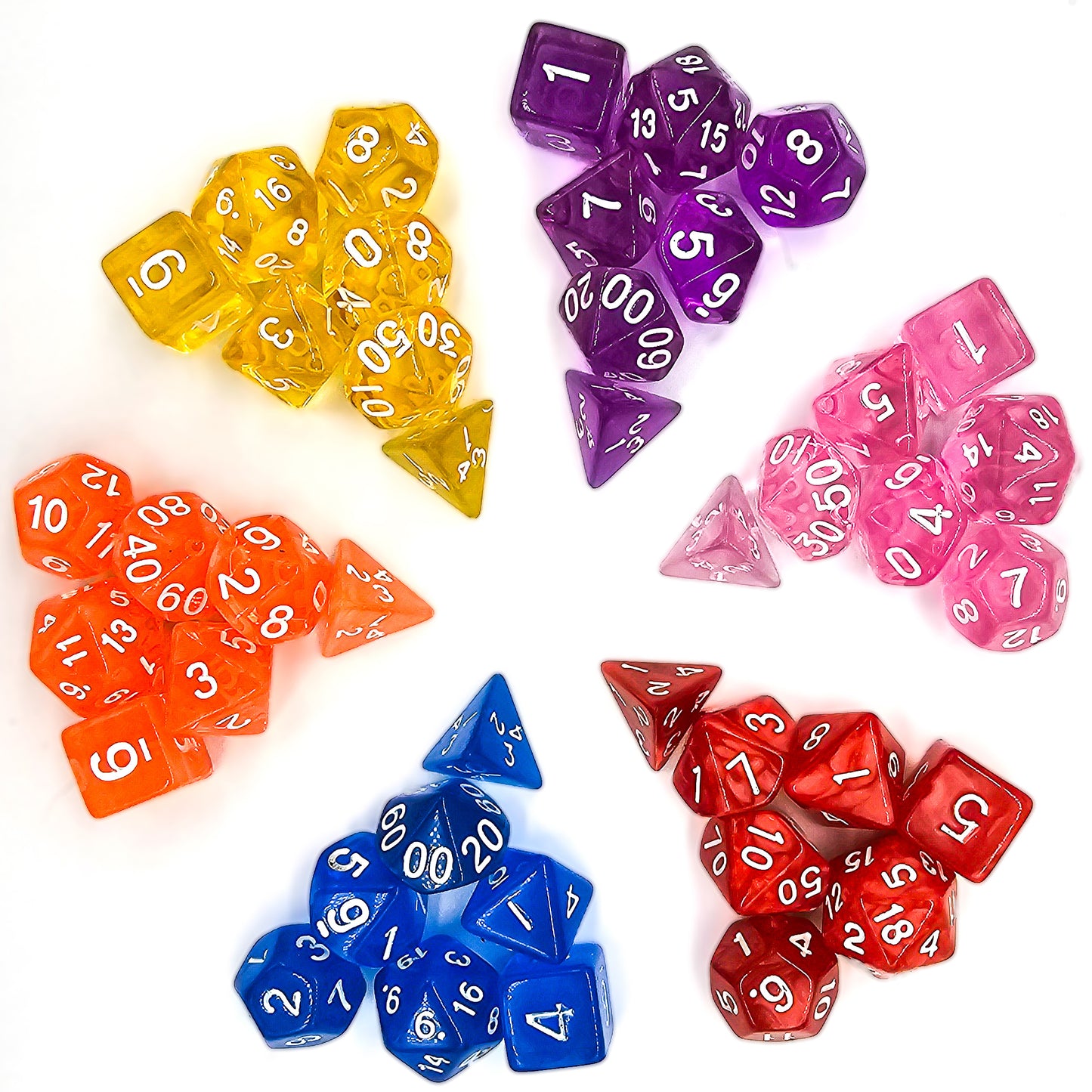 42 Piece DND Dice Set + 6 Velvet Dice Bags