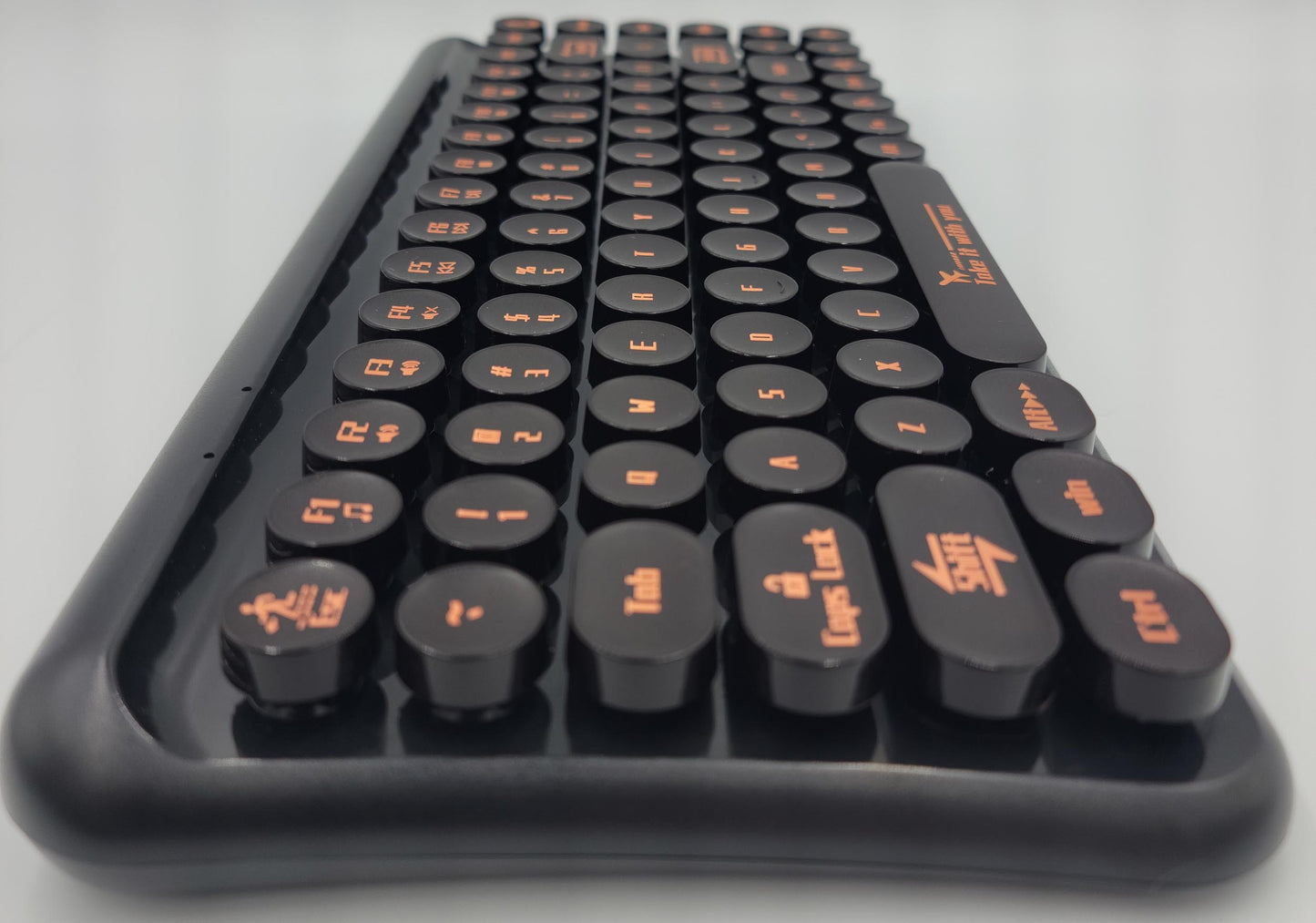 Mini 2.4G Wireless Retro Keyboard and Mouse Combo Round Keys Computer Laptop Mac