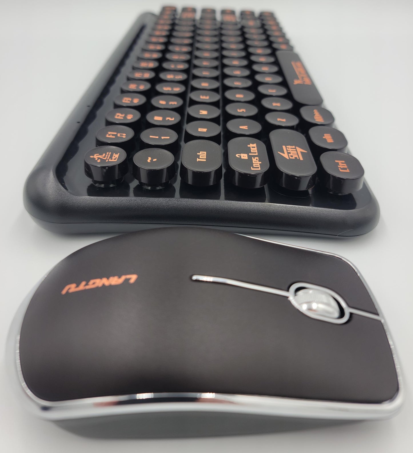 Mini 2.4G Wireless Retro Keyboard and Mouse Combo Round Keys Computer Laptop Mac