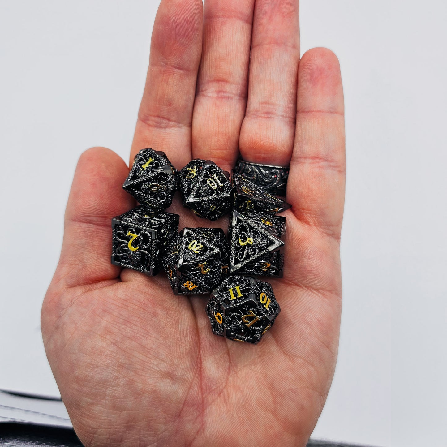 Black & Gold Hollow Metal Cthulhu Dice