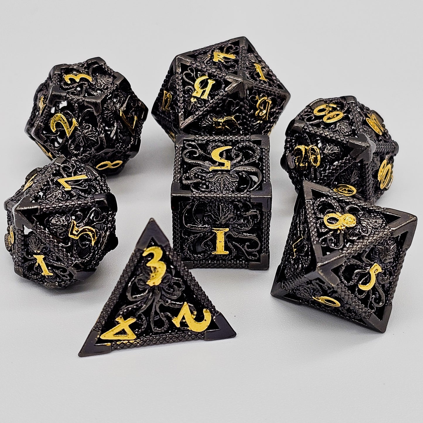 Black & Gold Hollow Metal Cthulhu Dice