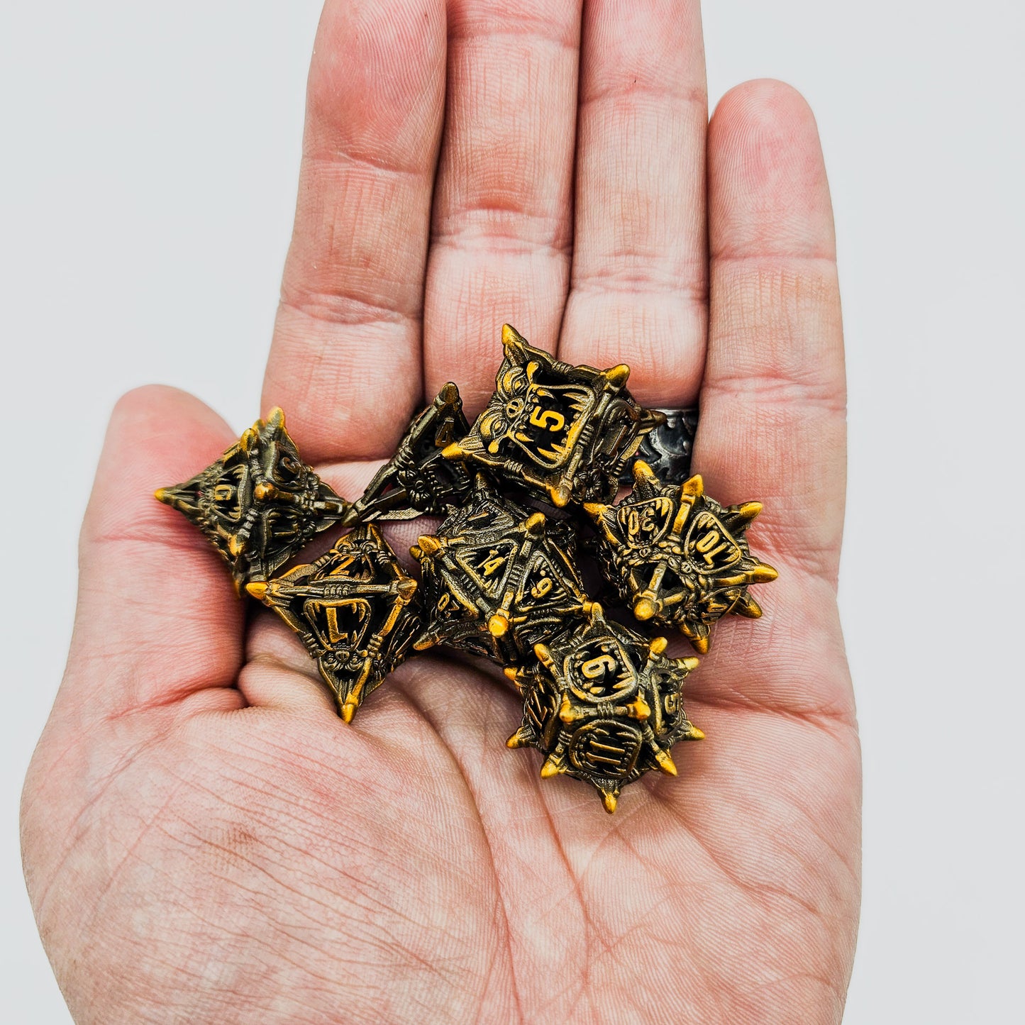 Ancient Bronze Hollow Metal Monster Mouth Dice