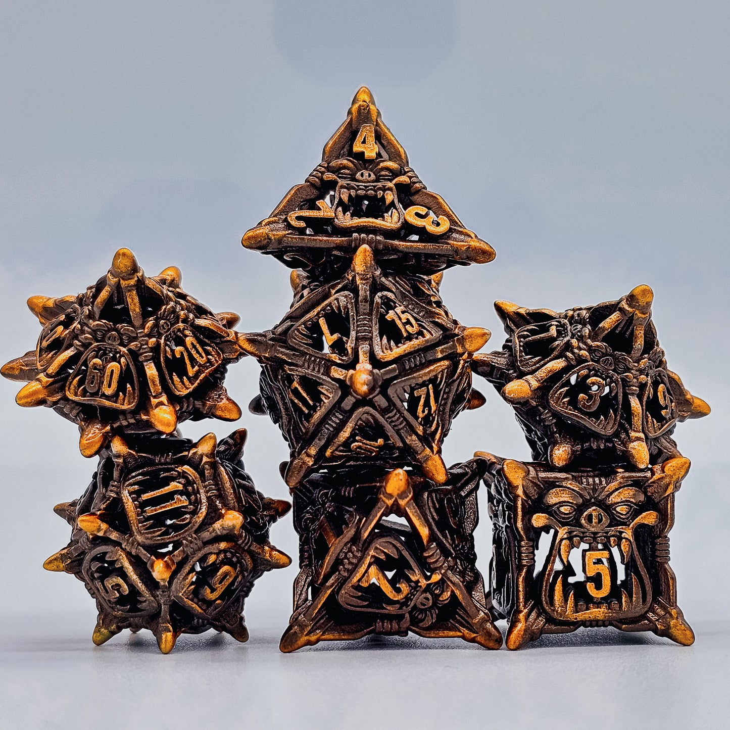 Ancient Bronze Hollow Metal Monster Mouth Dice