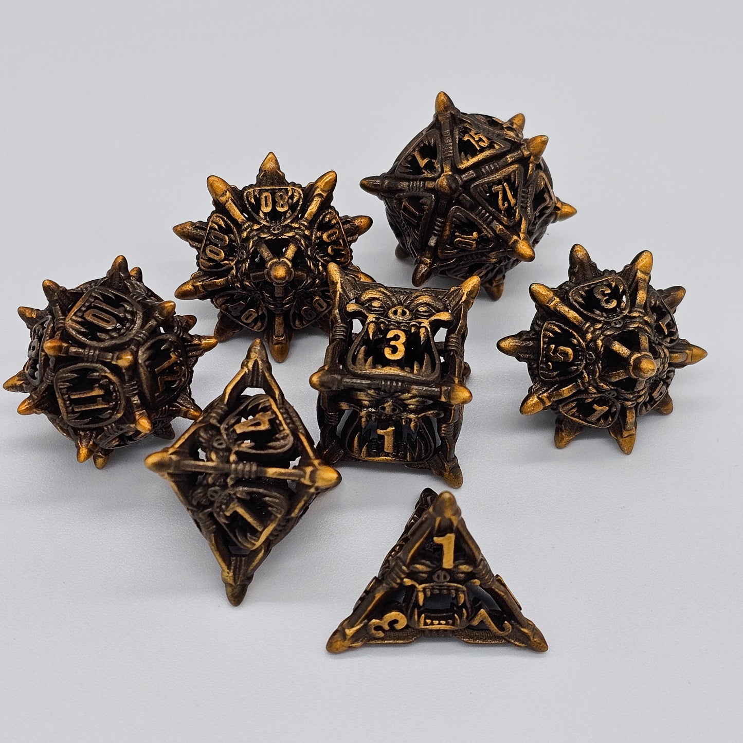 Ancient Bronze Hollow Metal Monster Mouth Dice