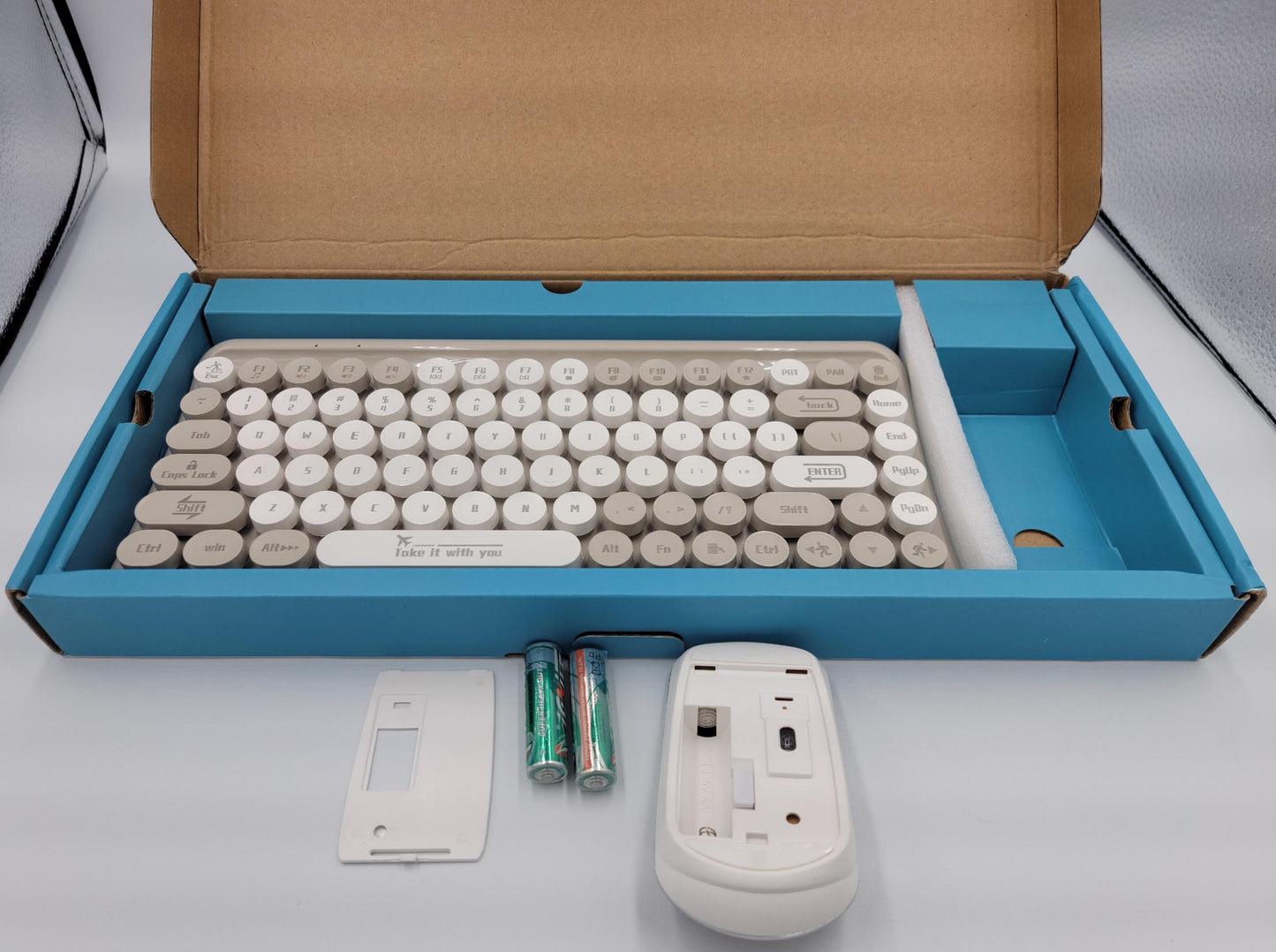 Mini 2.4G Wireless Retro Keyboard and Mouse Combo Round Keys Computer Laptop Mac