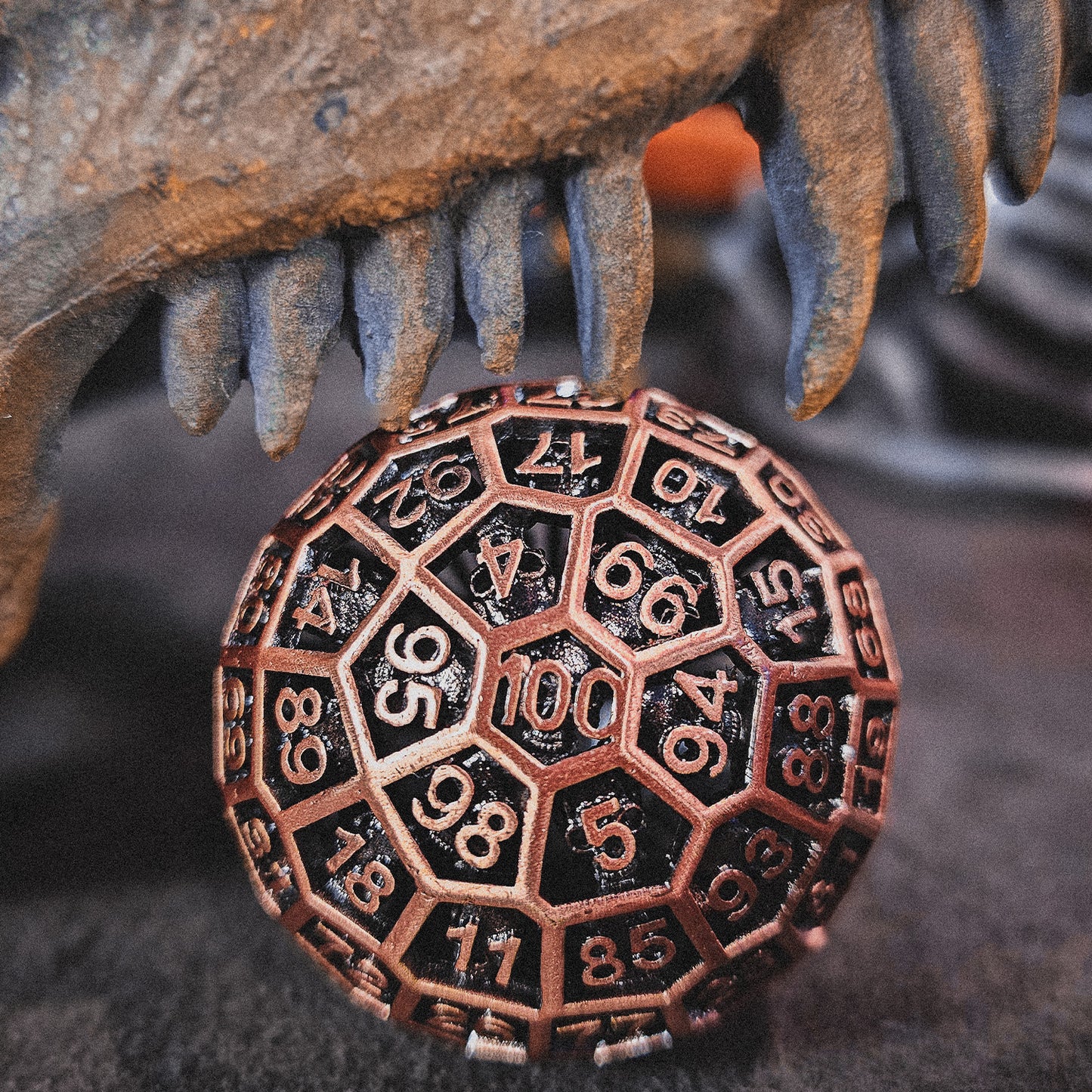 Red Copper Hollow Metal D100 DND Dice