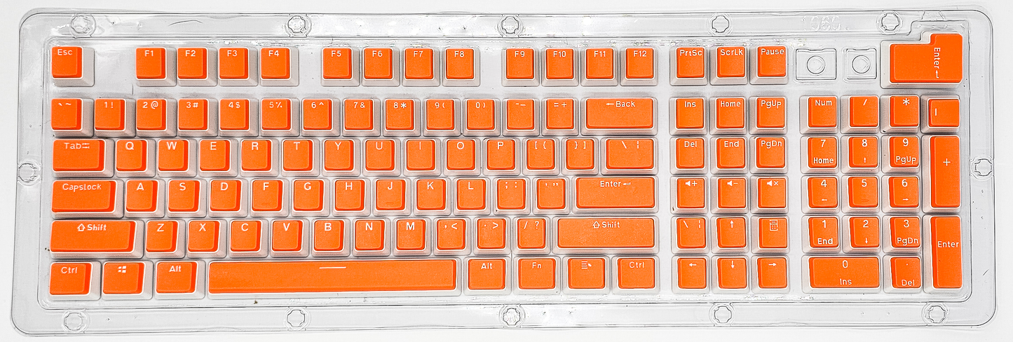 100% Full Size 104 Key Orange & White Pudding Keycap Set for Mechanical Keyboards