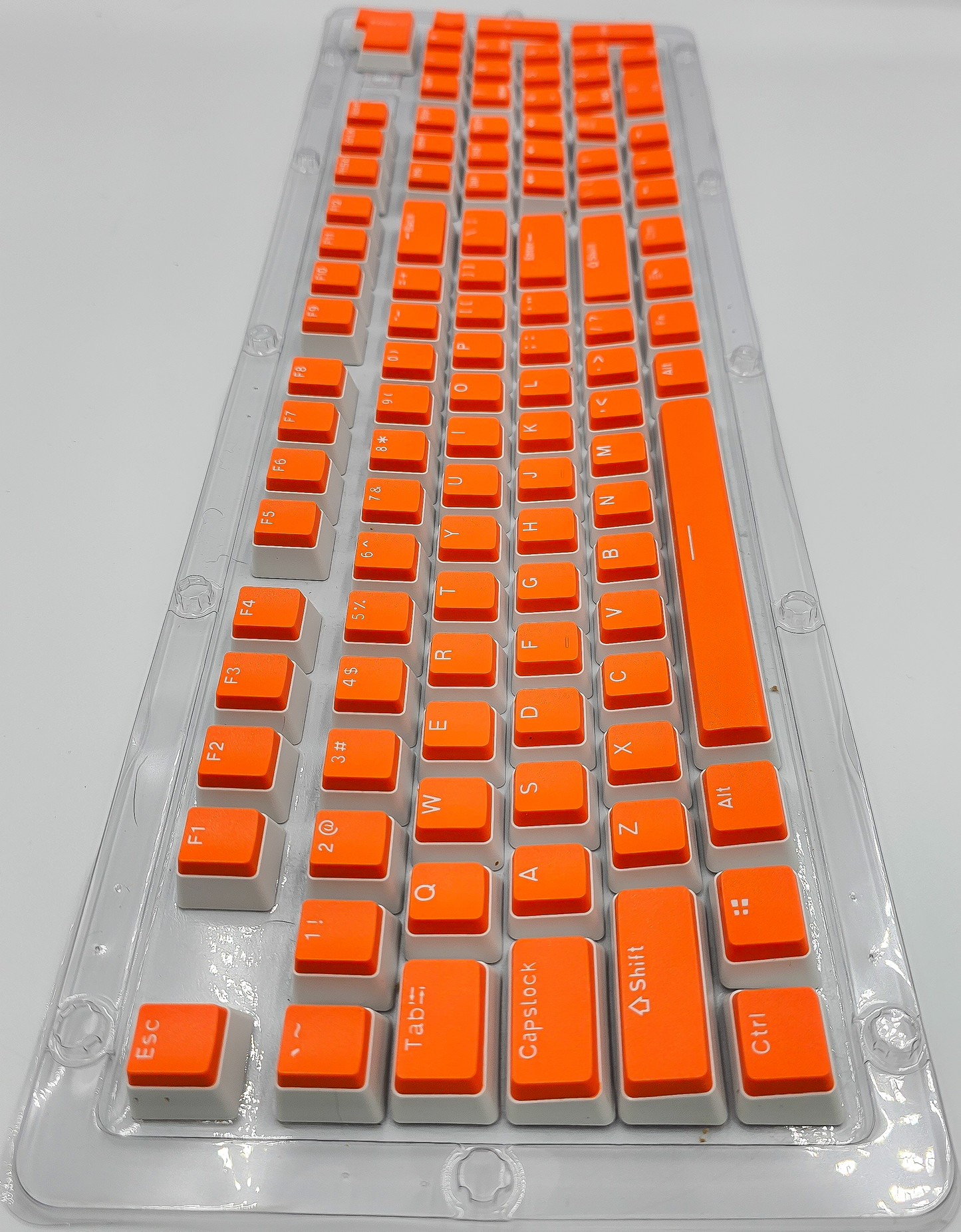 100% Full Size 104 Key Orange & White Pudding Keycap Set for Mechanical Keyboards