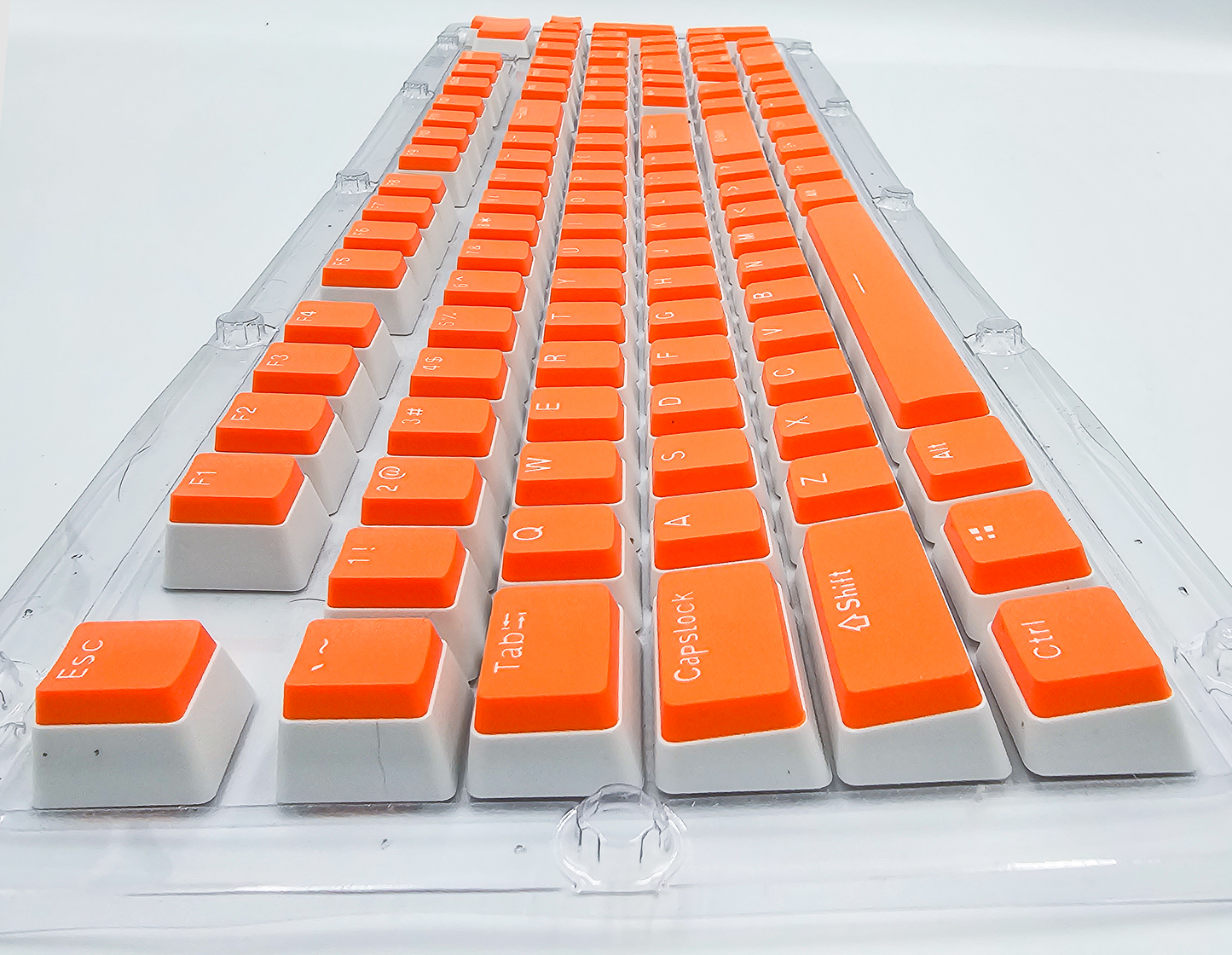 100% Full Size 104 Key Orange & White Pudding Keycap Set for Mechanical Keyboards