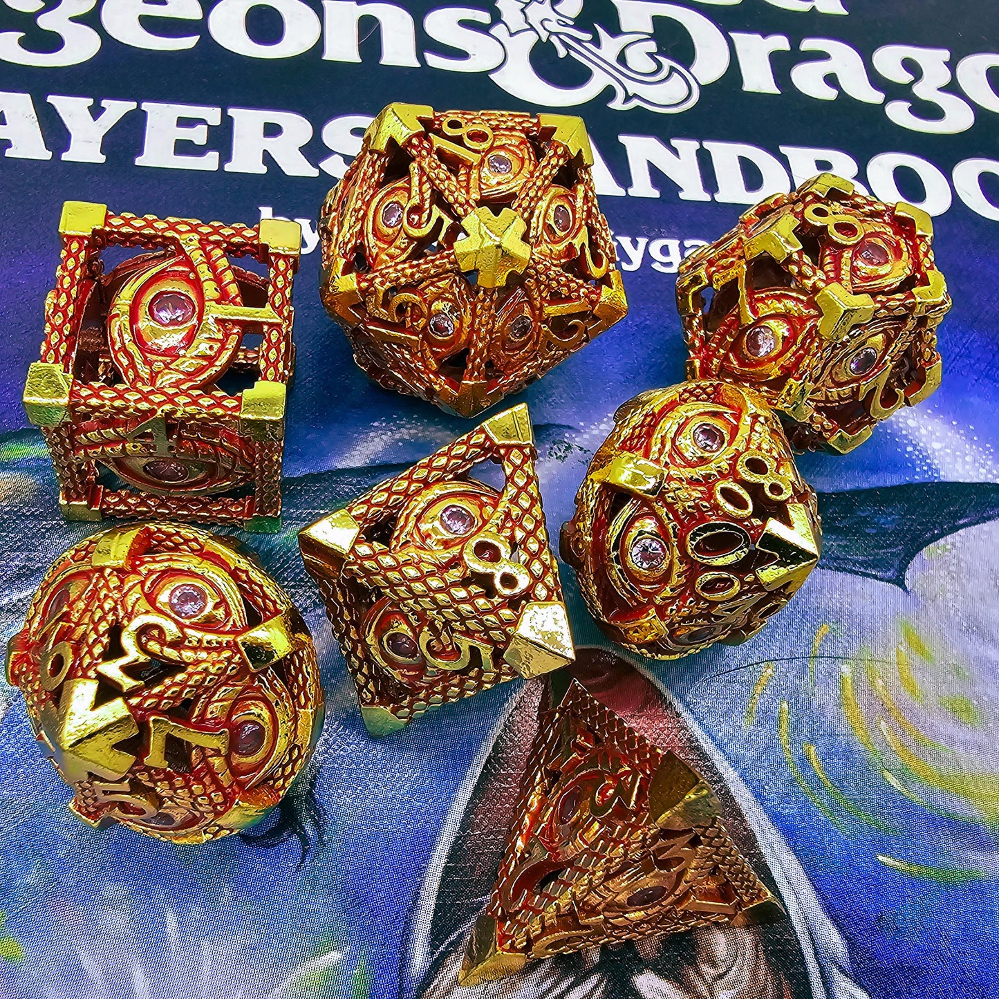 Red & Gold Hollow Metal Illuminati Dice