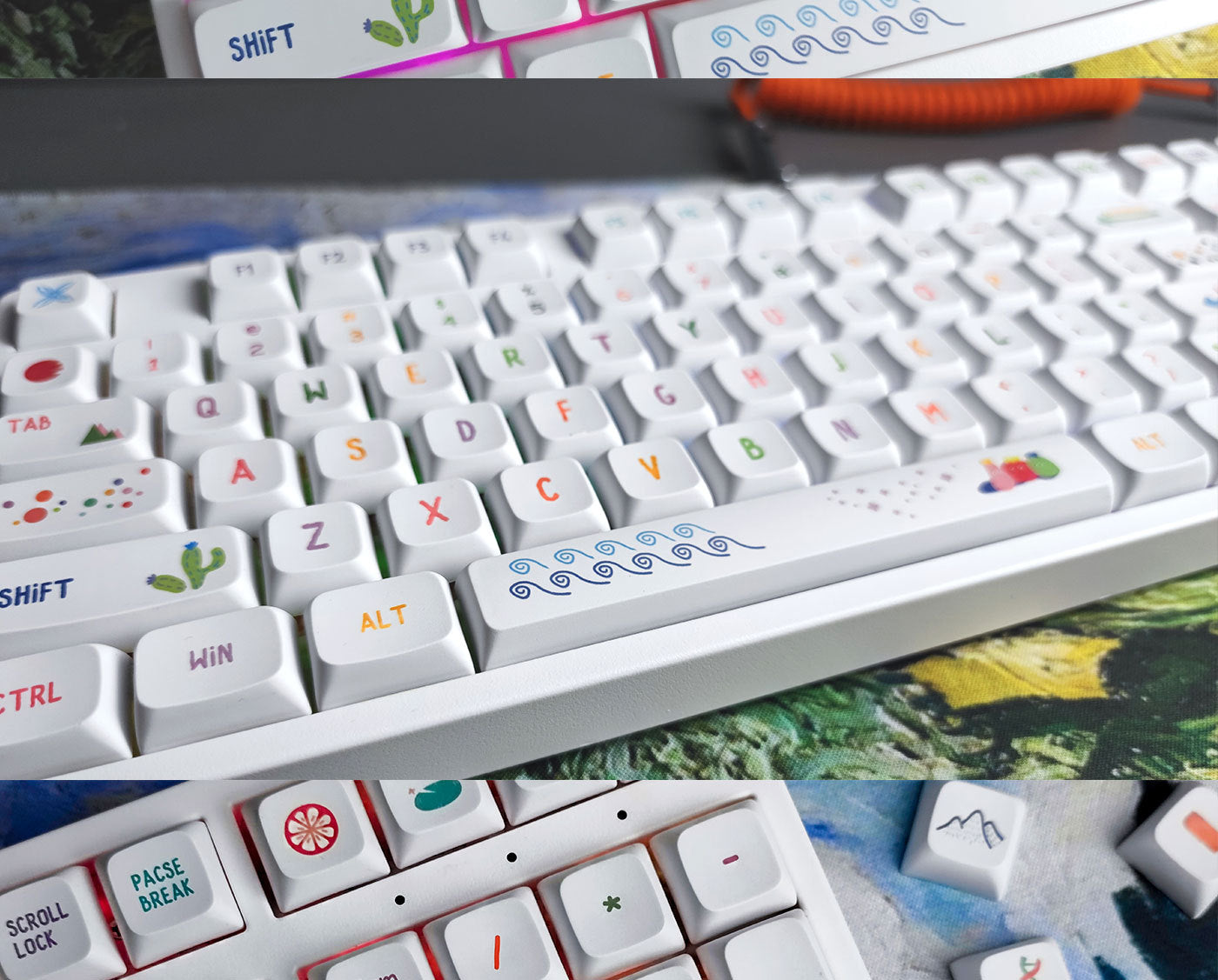100% Full Size Colorful Summer Themed Keycaps