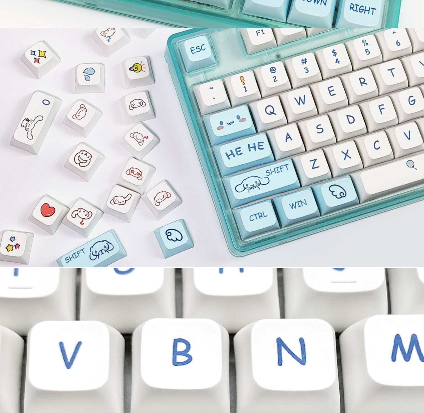 100% Full Size Cute Rabbit Themed Keycaps