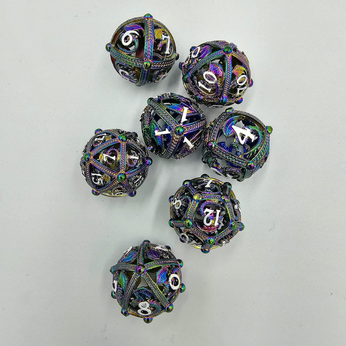 Rainbow Hollow Metal Dragon Orb Dice