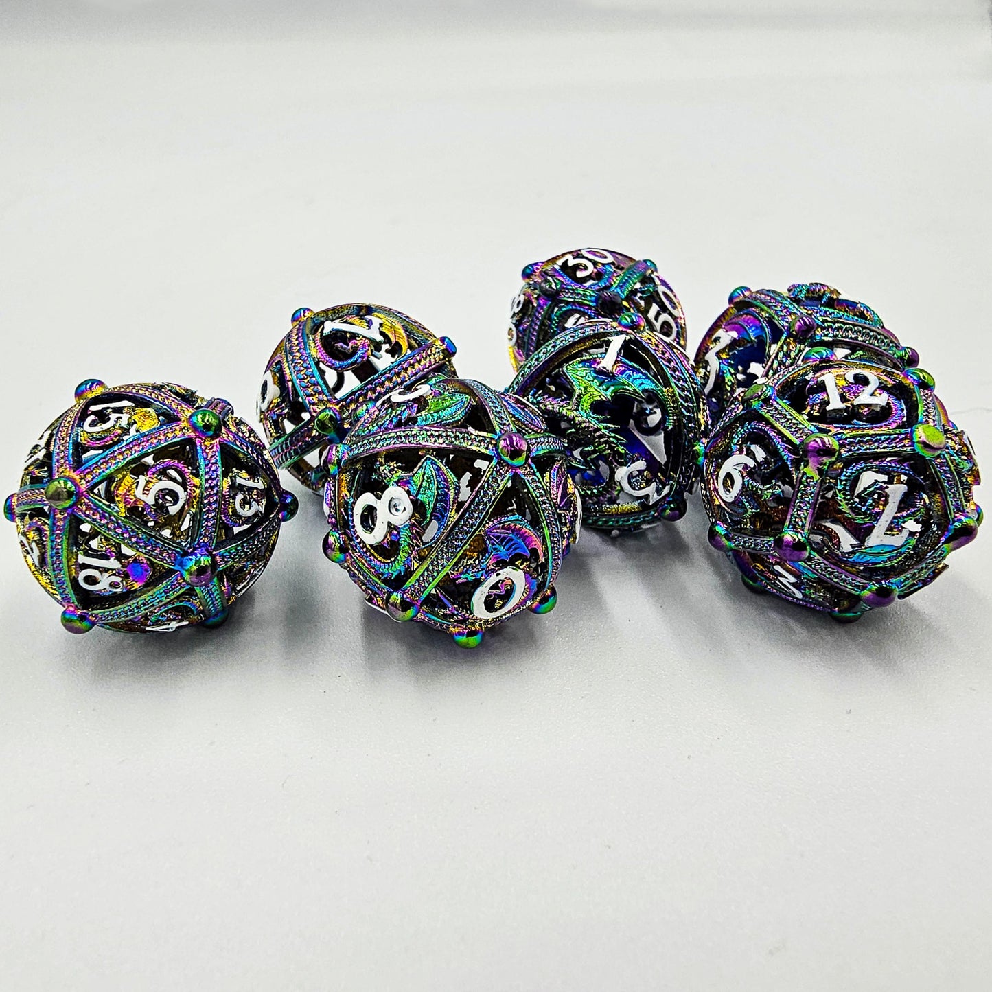 Rainbow Hollow Metal Dragon Orb Dice