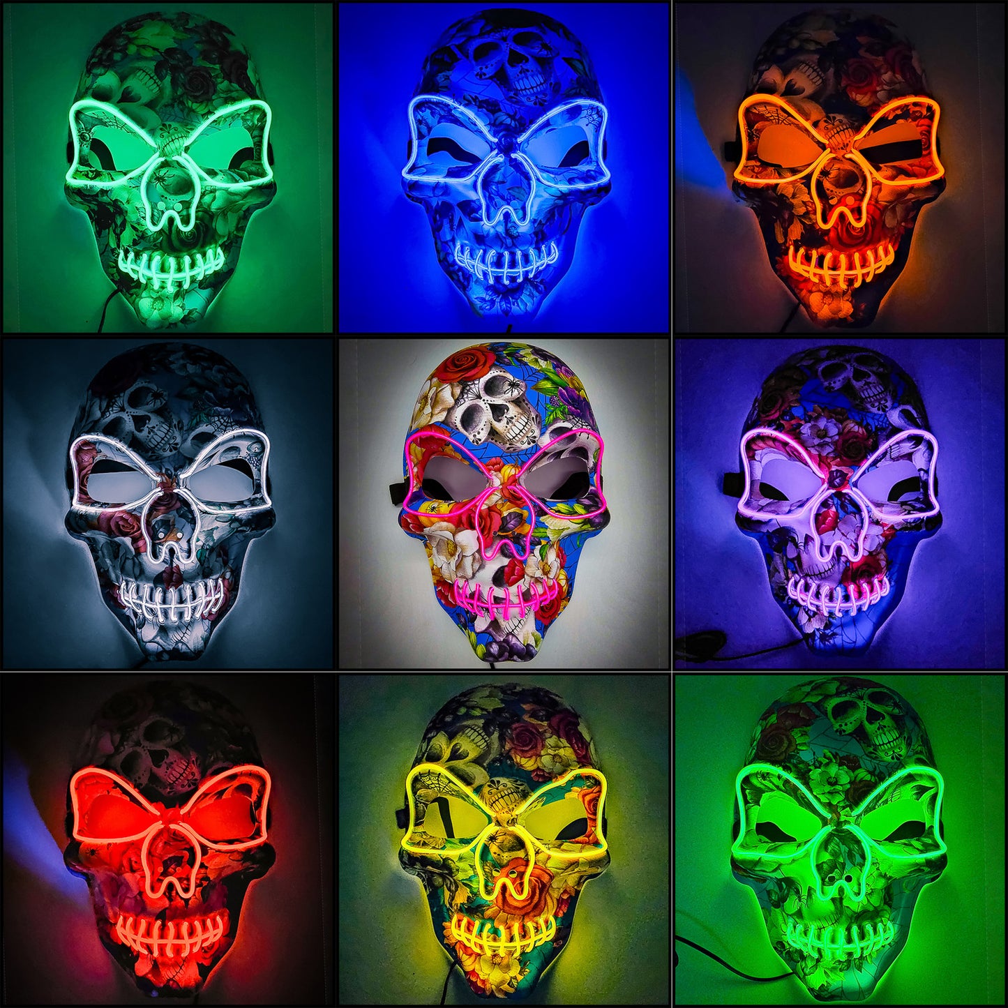 LED Skull Mask w/ Flowers