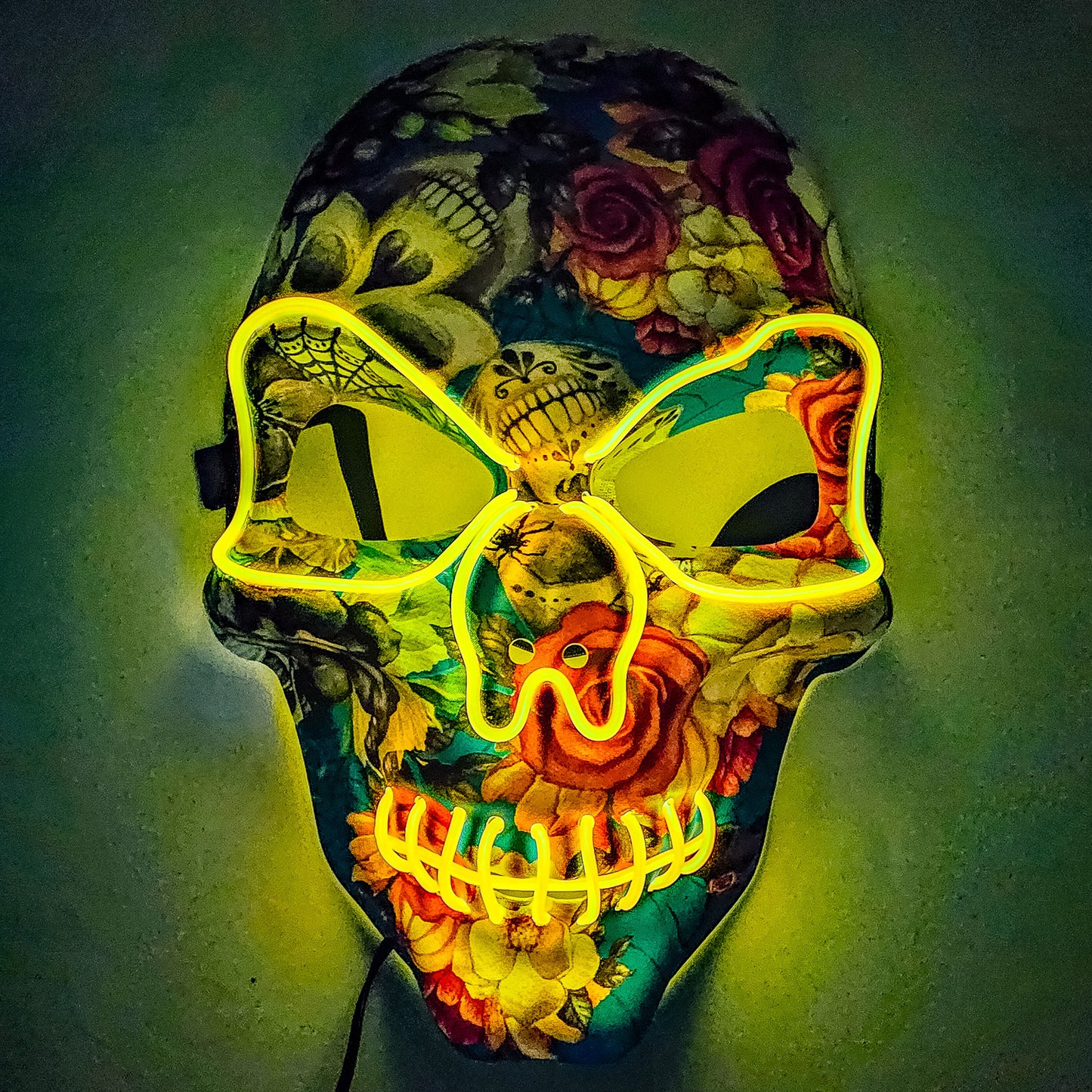 LED Skull Mask w/ Flowers