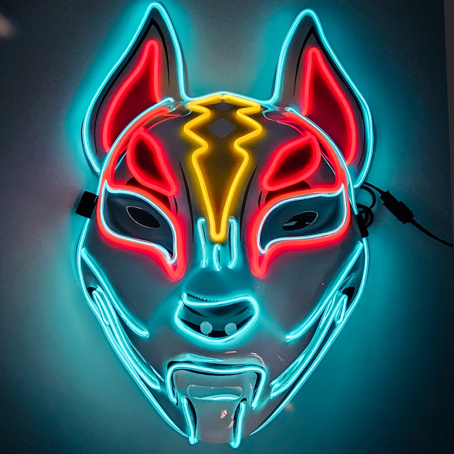 LED Light Up Kitsune Fox Mask Costume Cosplay