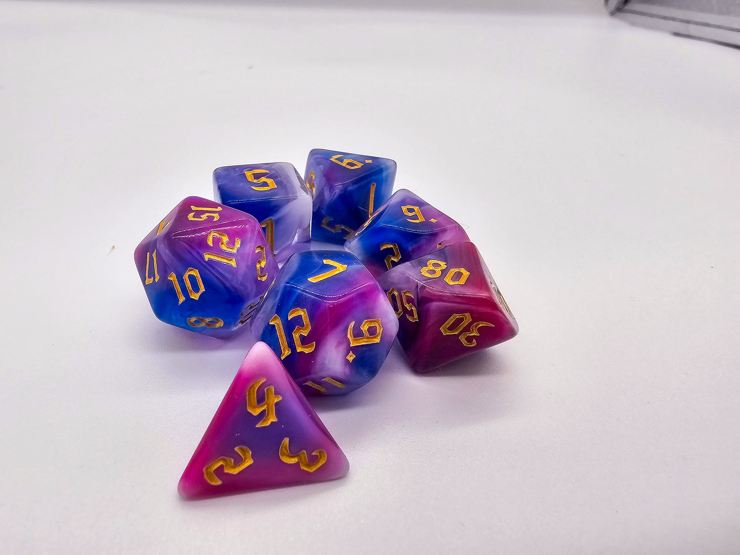 7 Peice Pink, Blue & Purple Resin DND Set