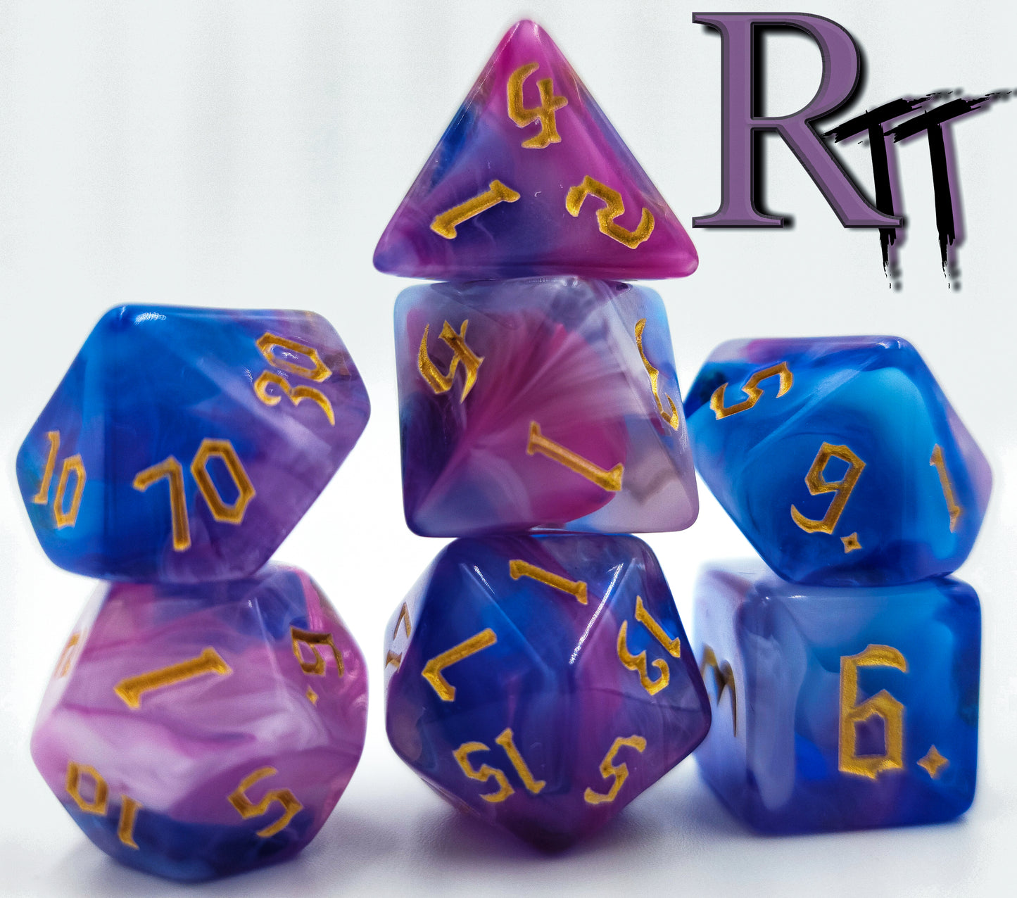 7 Peice Pink, Blue & Purple Resin DND Set