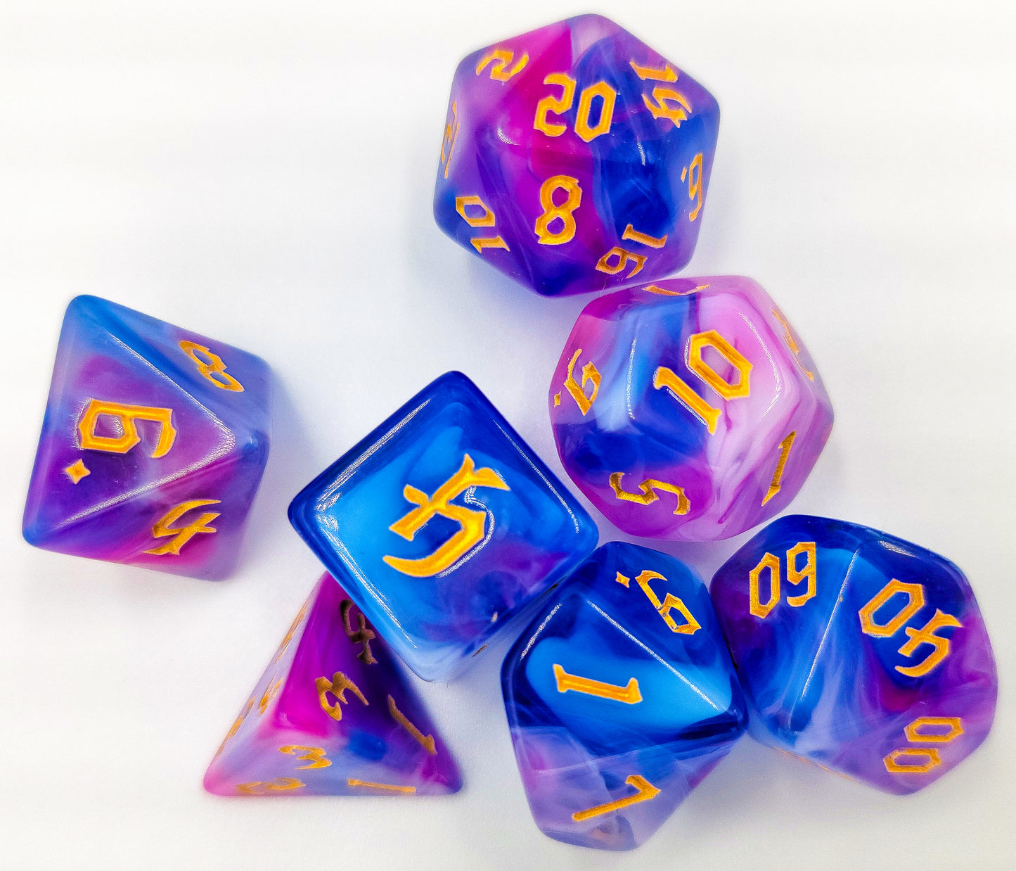 7 Peice Pink, Blue & Purple Resin DND Set