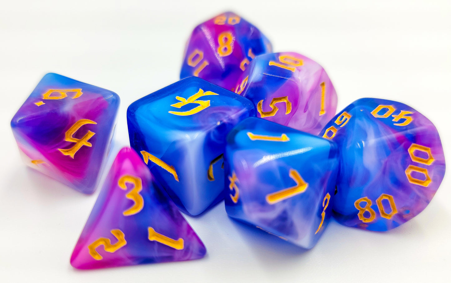 7 Peice Pink, Blue & Purple Resin DND Set