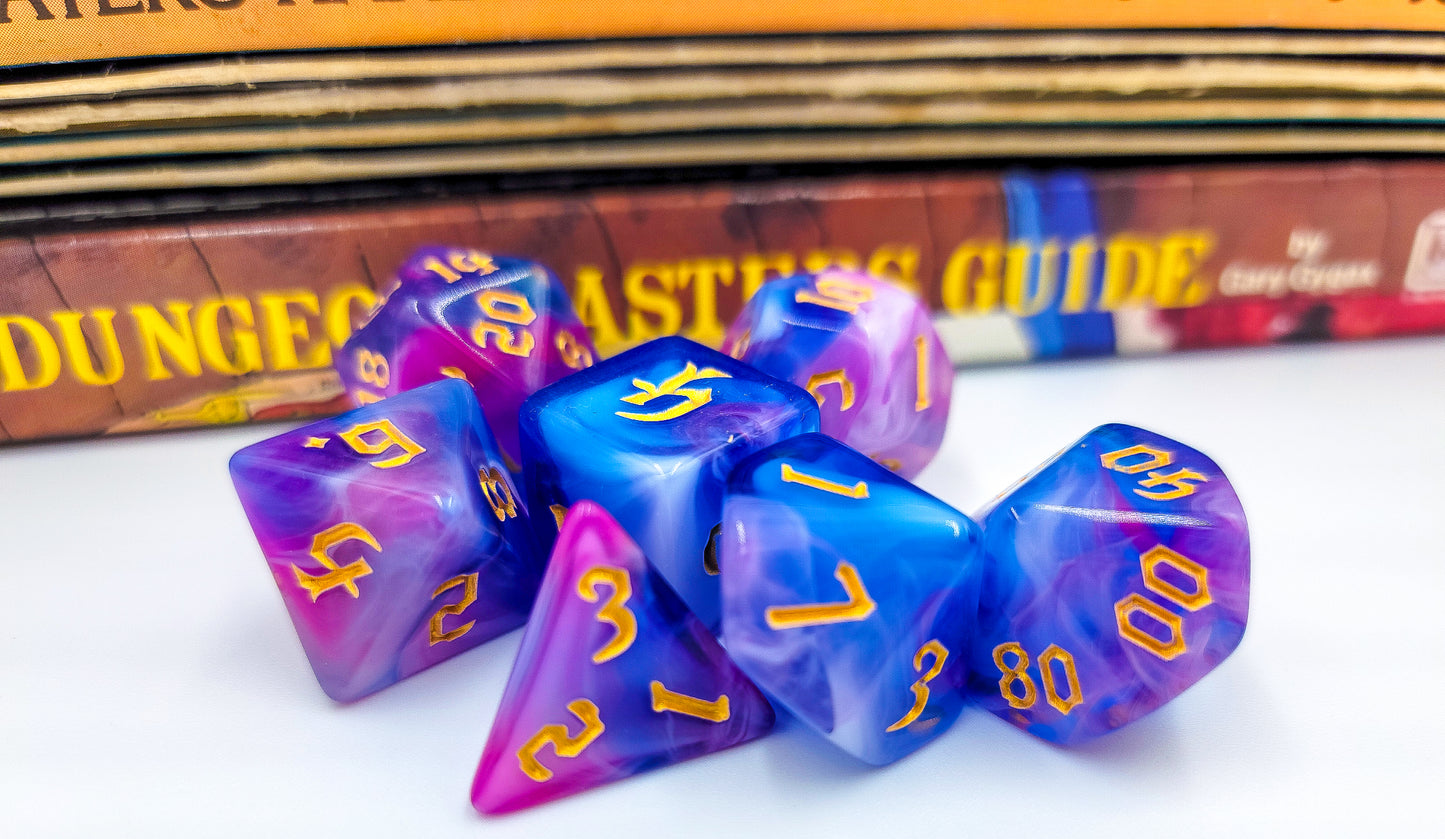 7 Peice Pink, Blue & Purple Resin DND Set