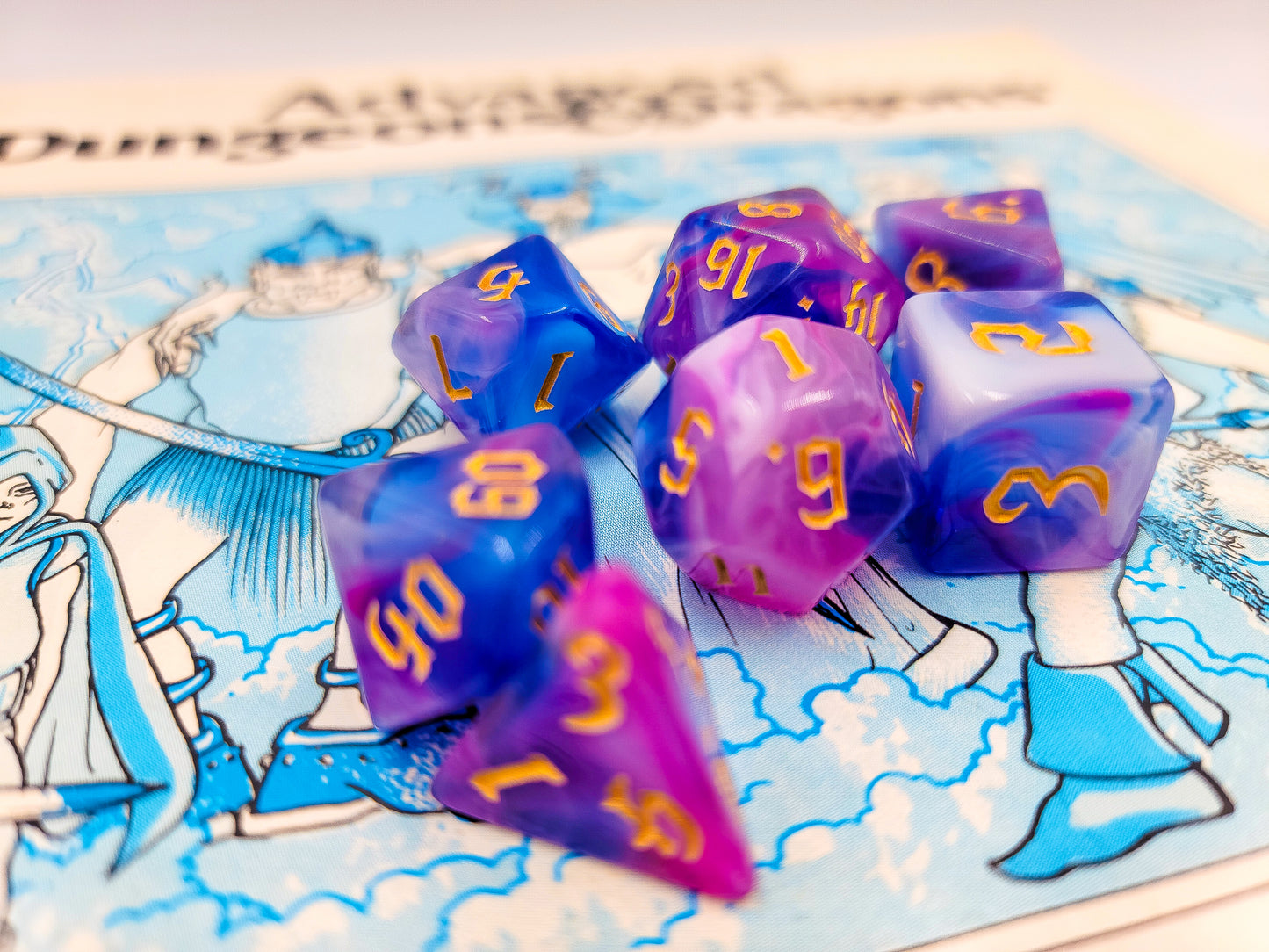 7 Peice Pink, Blue & Purple Resin DND Set