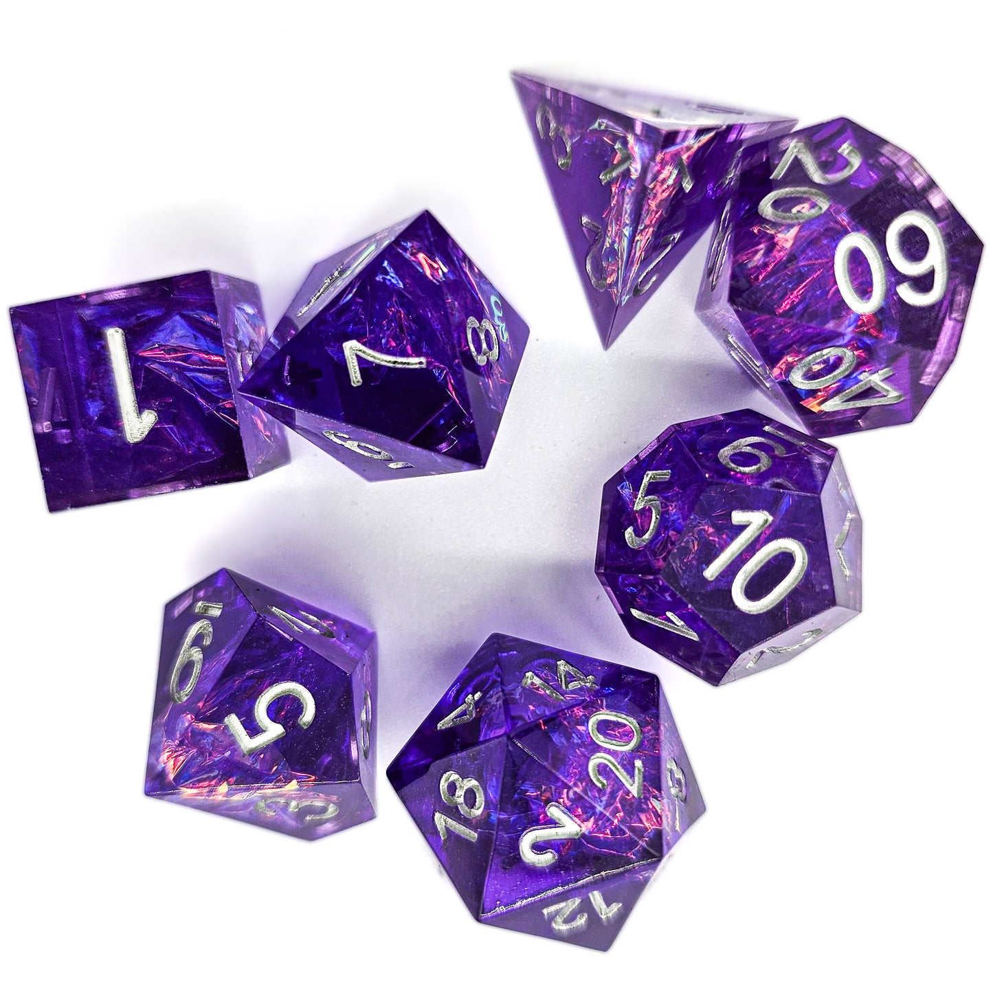 Resin Transparent Purple DND Dice Set