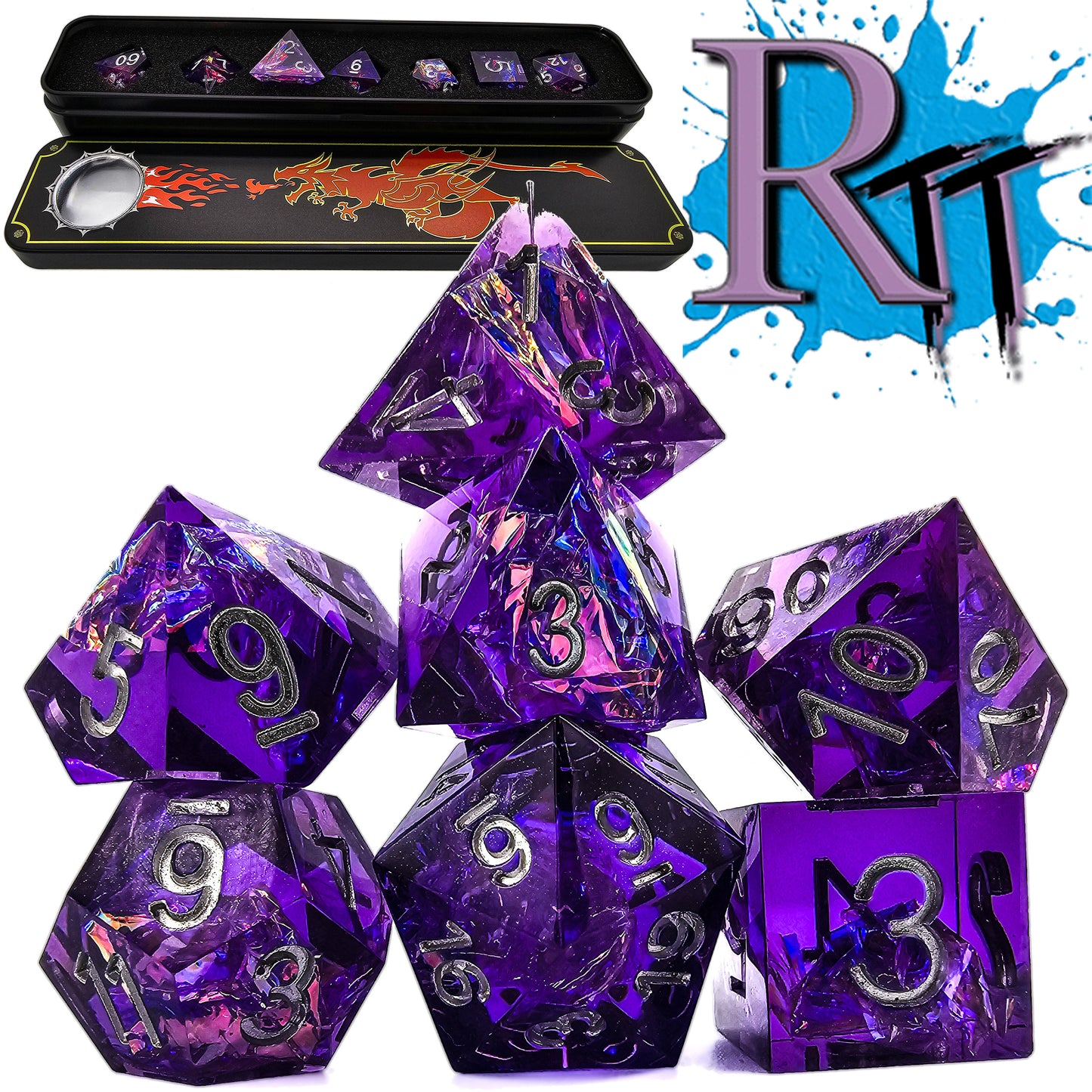Resin Transparent Purple DND Dice Set