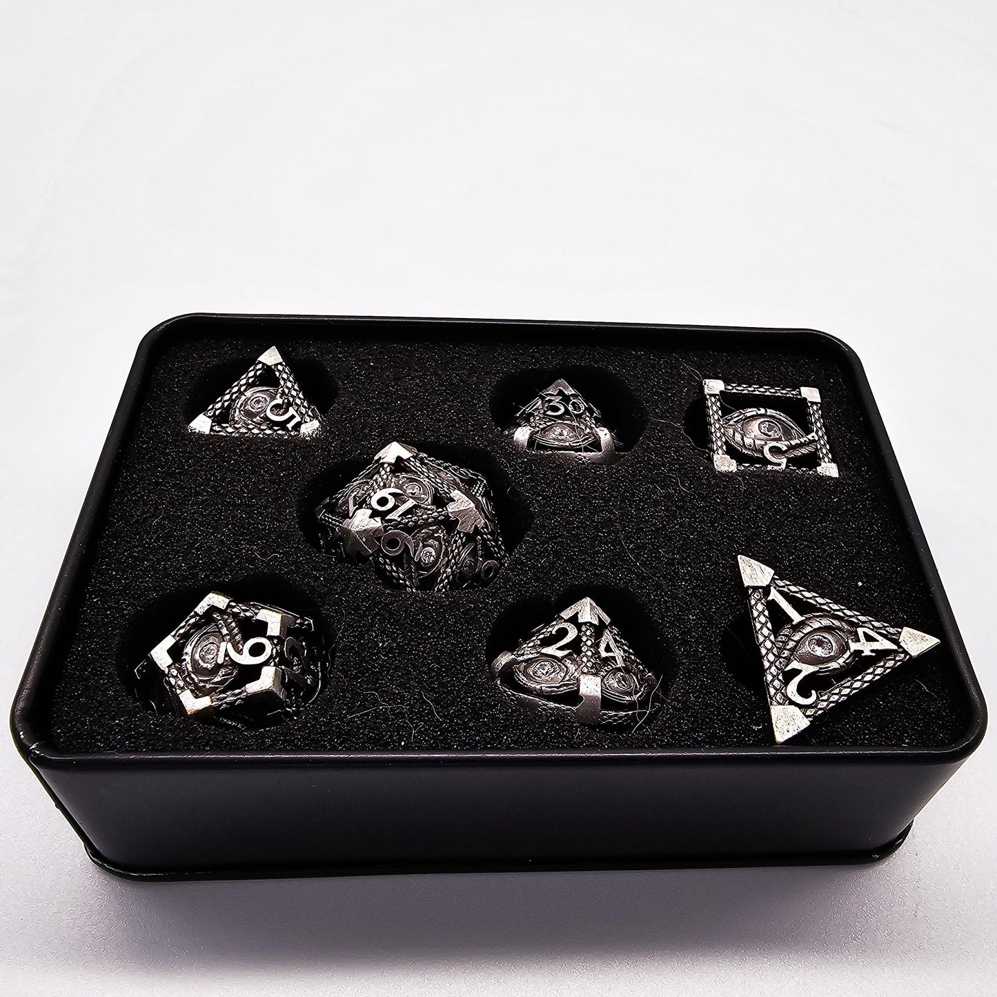 Silver Gray Hollow Metal Illuminati Dice