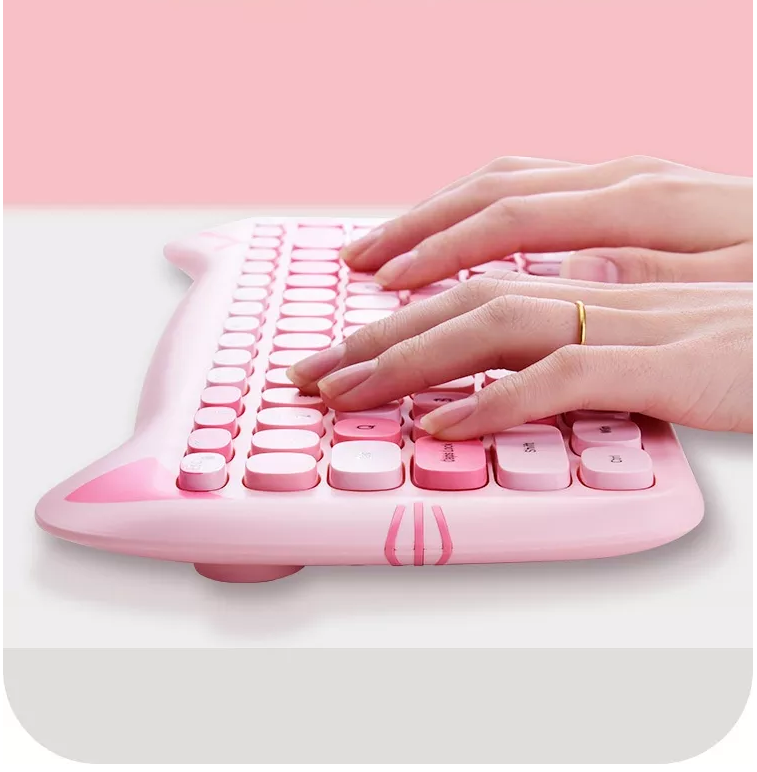 Kids Mini Cat/Kitten 2.4g Wireless Keyboard & Mouse Combo PC Mac iPhone