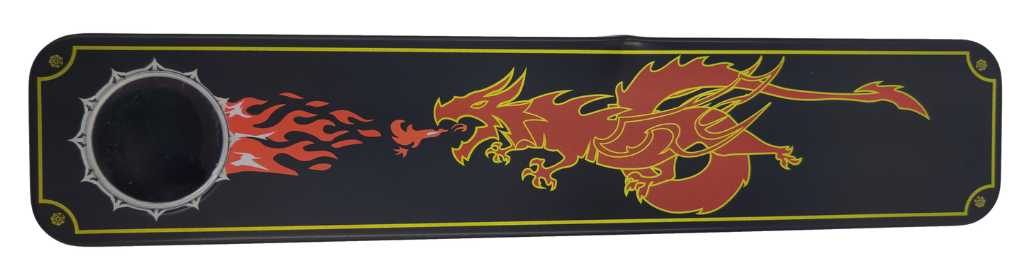 7 Piece Black Metal DnD Container with Red Fire Breathing Dragon