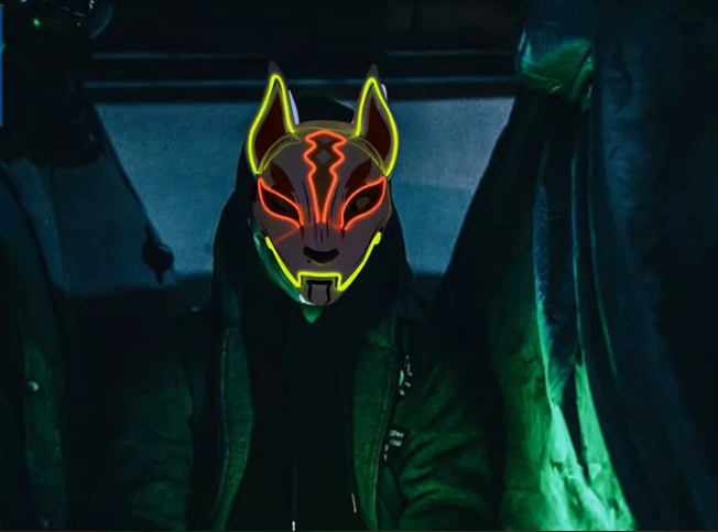 LED Light Up Kitsune Fox Mask Costume Cosplay