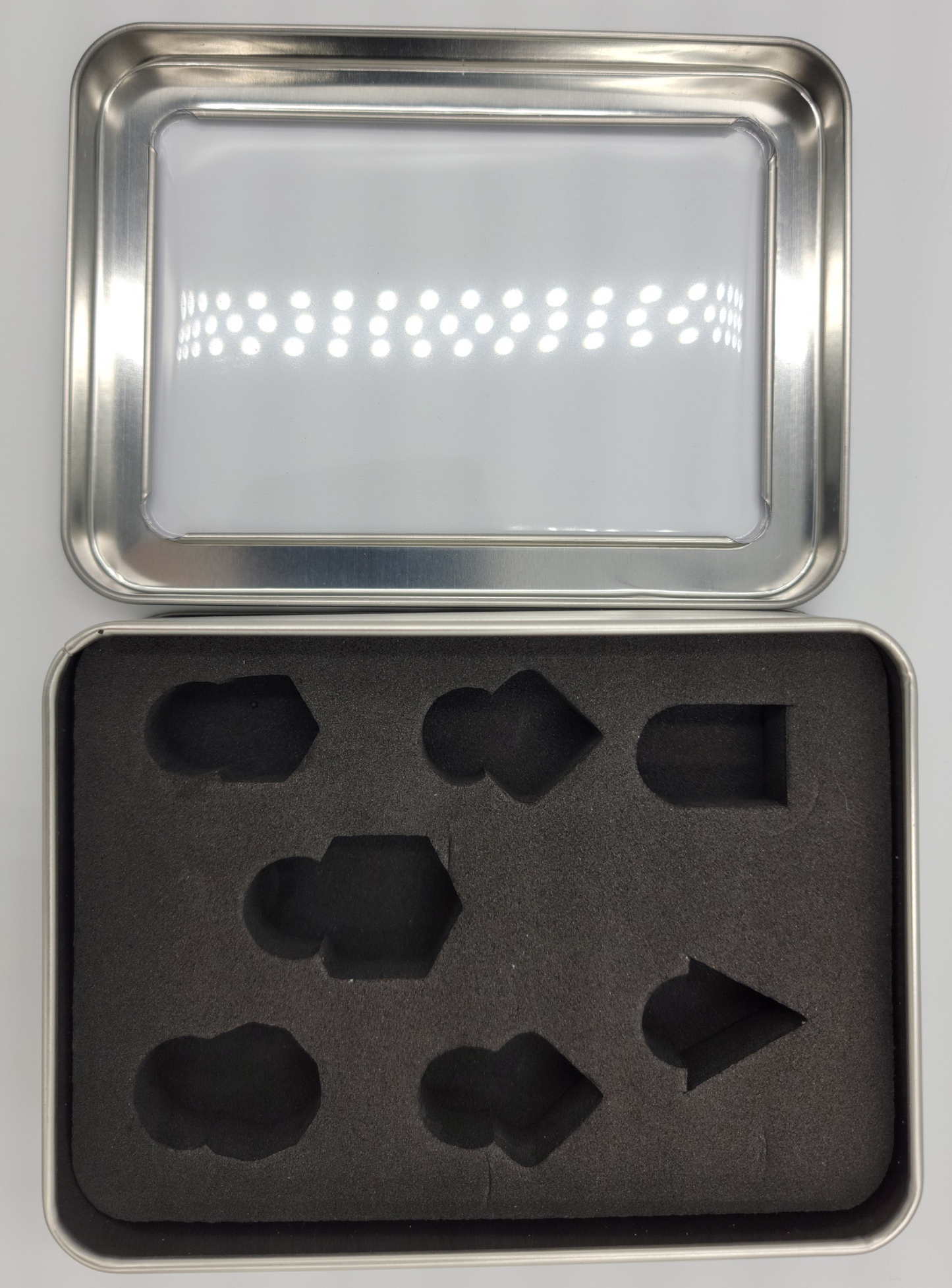 7 Piece Silver Metal DnD Container with Window
