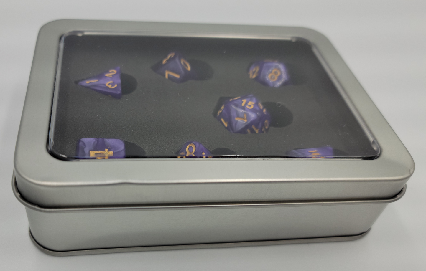 7 Piece Silver Metal DnD Container with Window