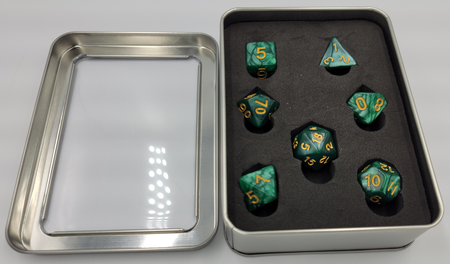 7 Piece Silver Metal DnD Container with Window
