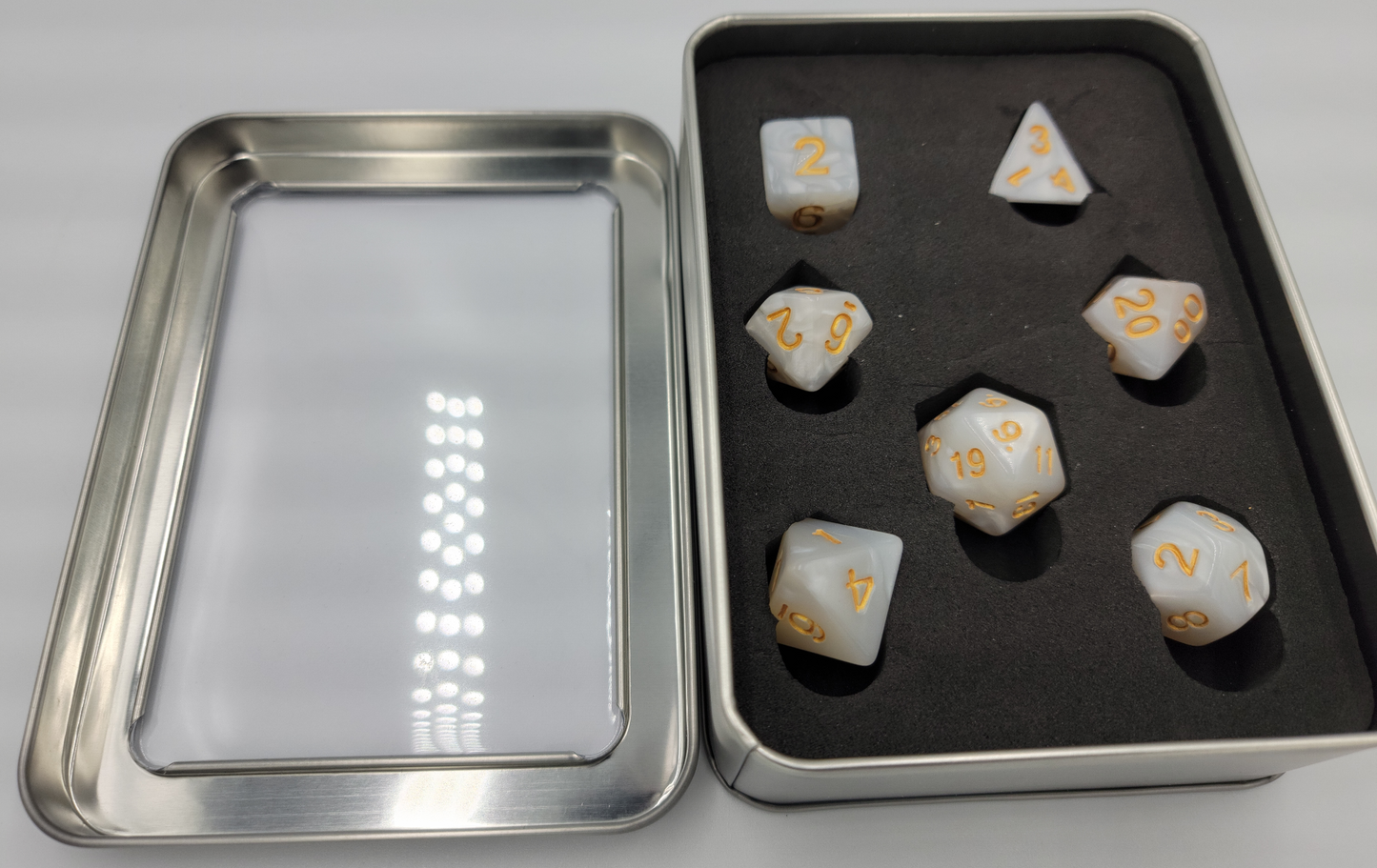 7 Piece Silver Metal DnD Container with Window