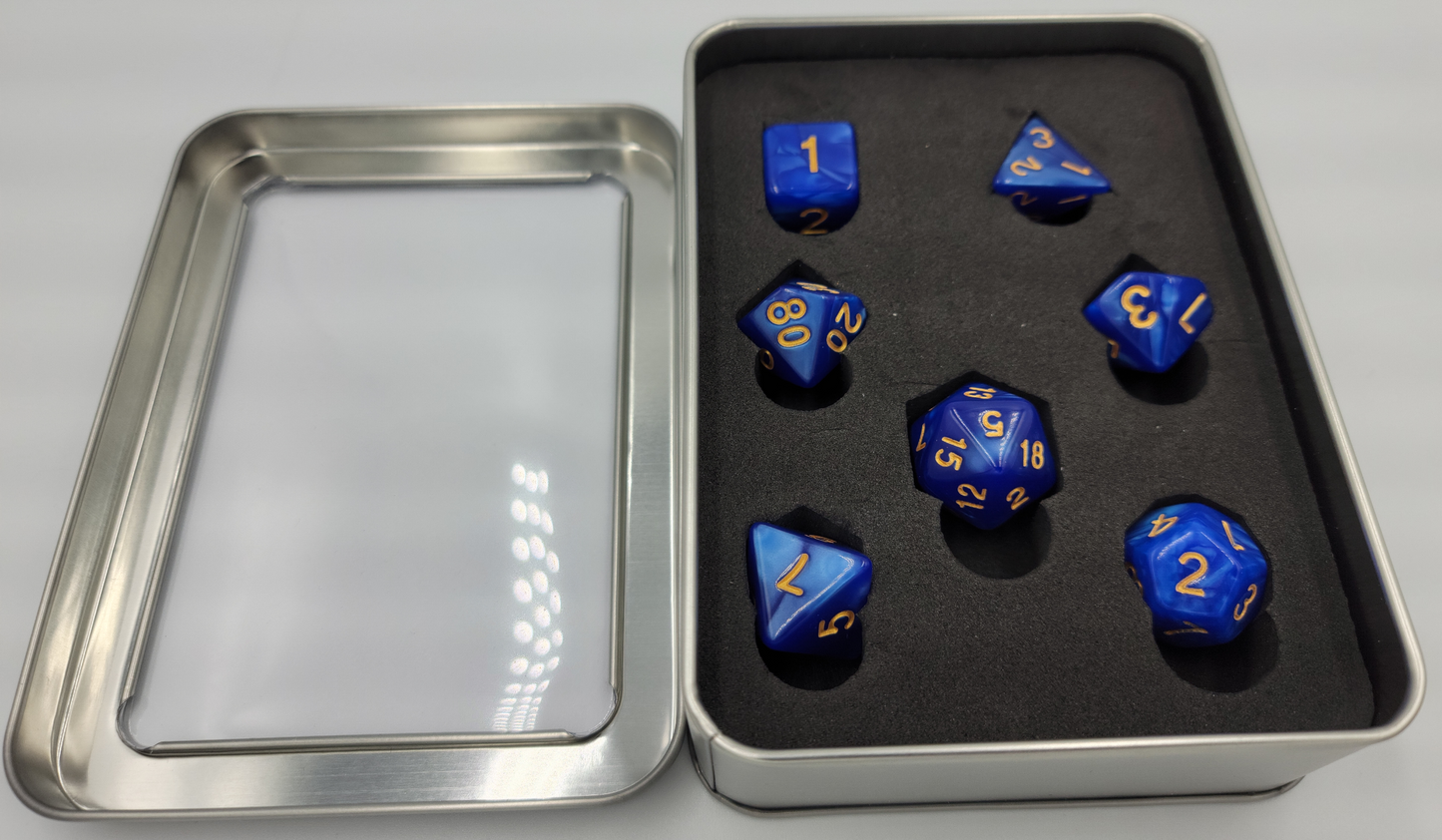 7 Piece Silver Metal DnD Container with Window