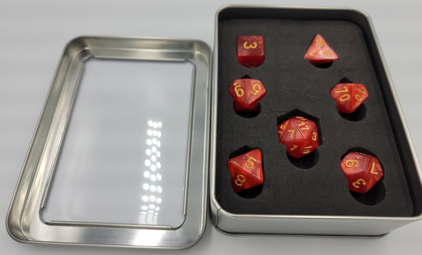 7 Piece Silver Metal DnD Container with Window