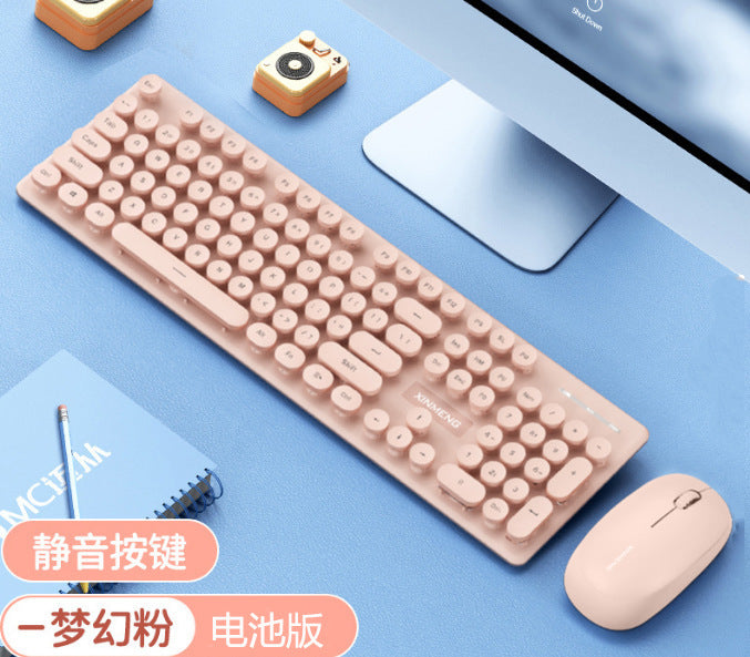 Mini 2.4G Wireless Keyboard and Mouse Combo Round Keys Computer Laptop Mac Apple