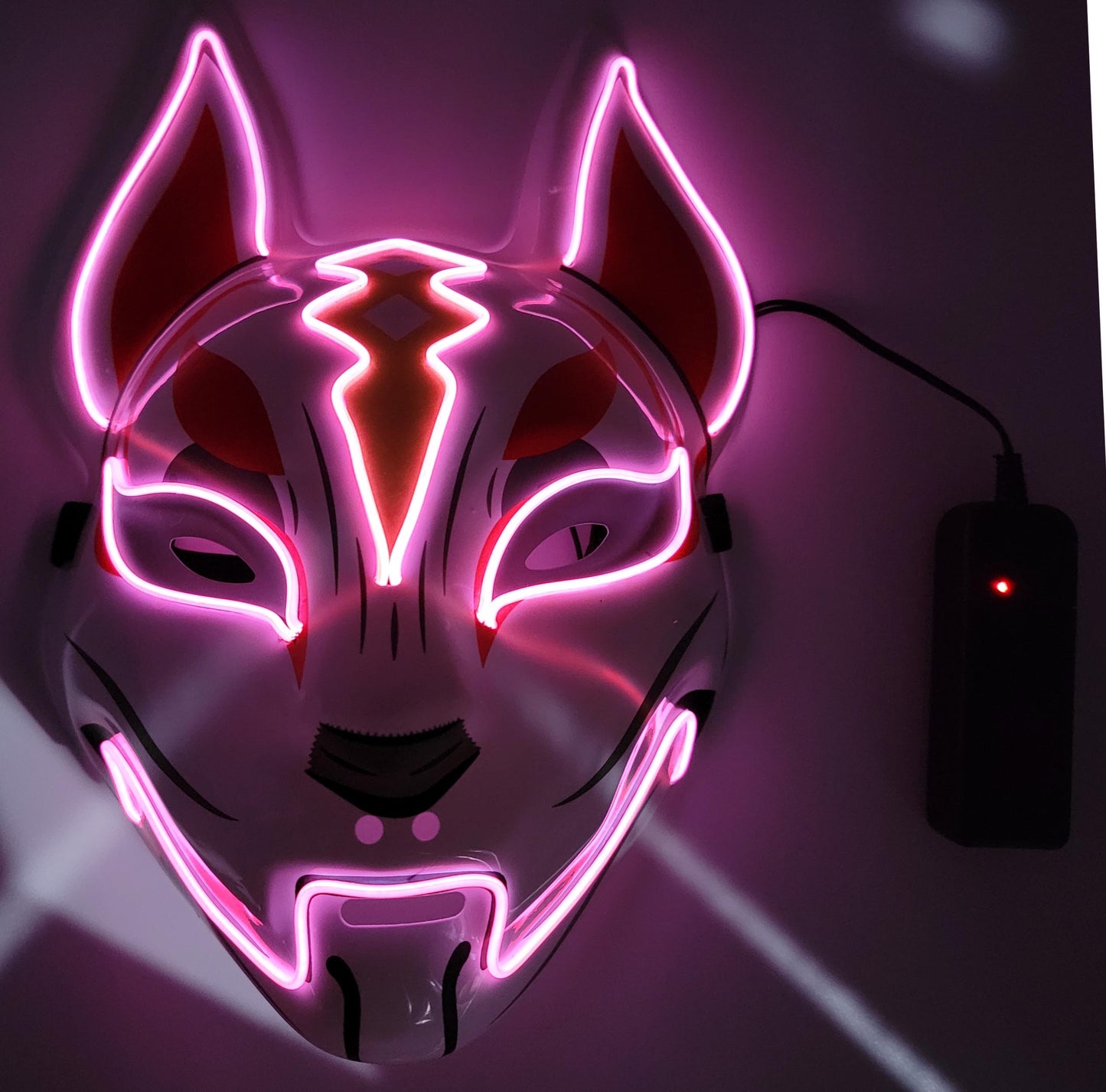 LED Light Up Kitsune Fox Mask Costume Cosplay