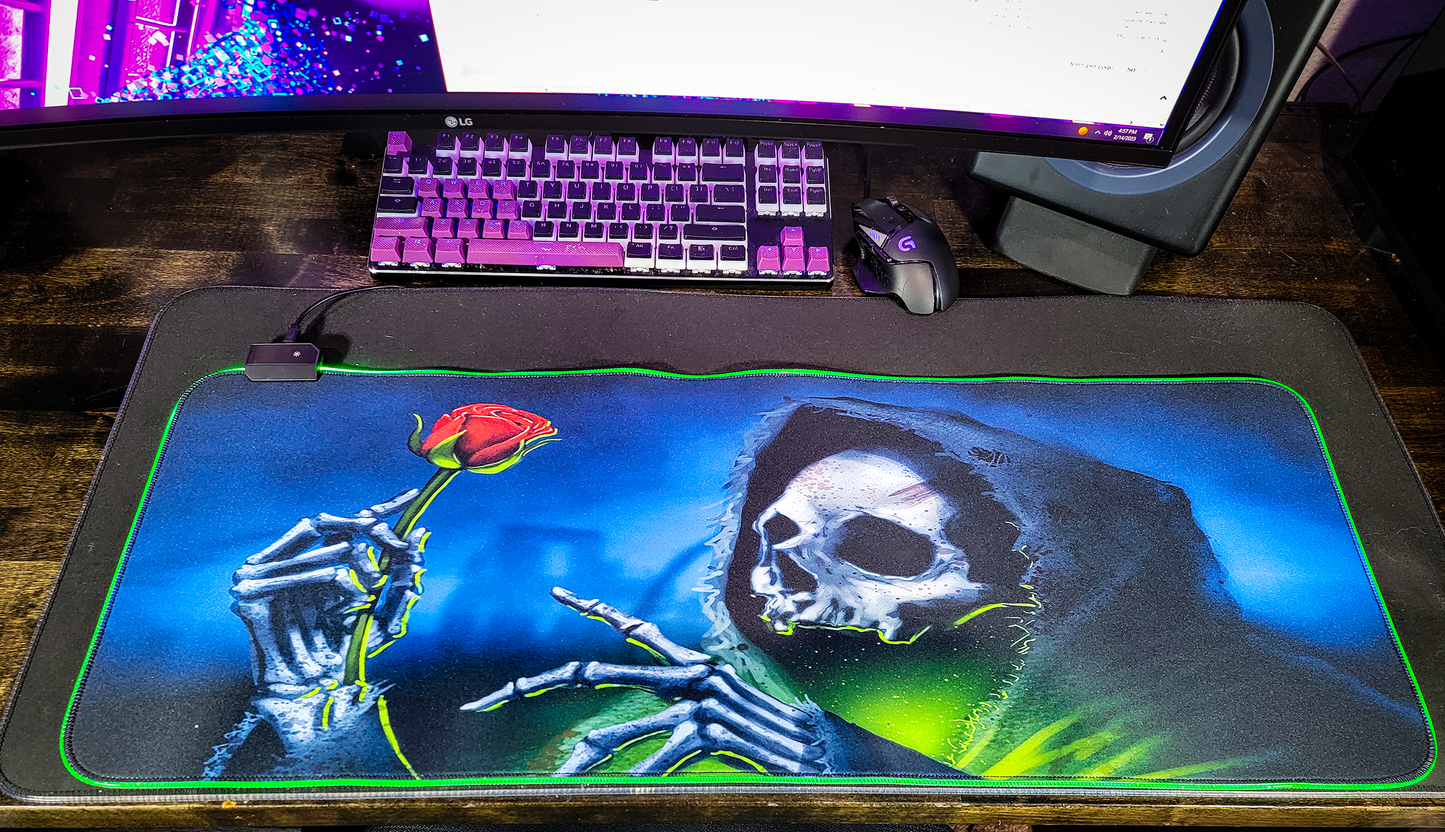 Grim Reaper LED Gaming Mouse Pad Large RGB Extended Mousepad Keyboard Desk Anti-slip Mat PC