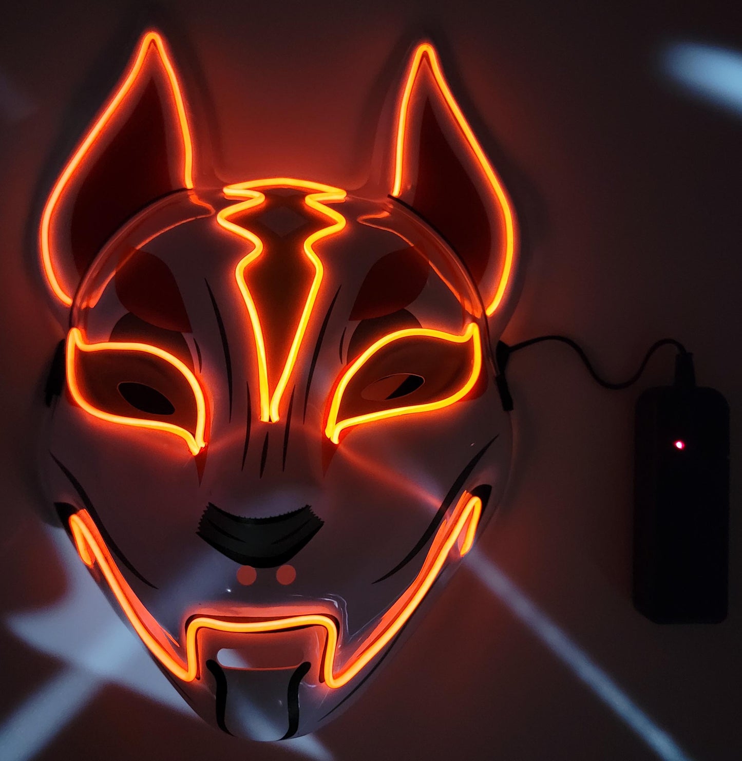 LED Light Up Kitsune Fox Mask Costume Cosplay