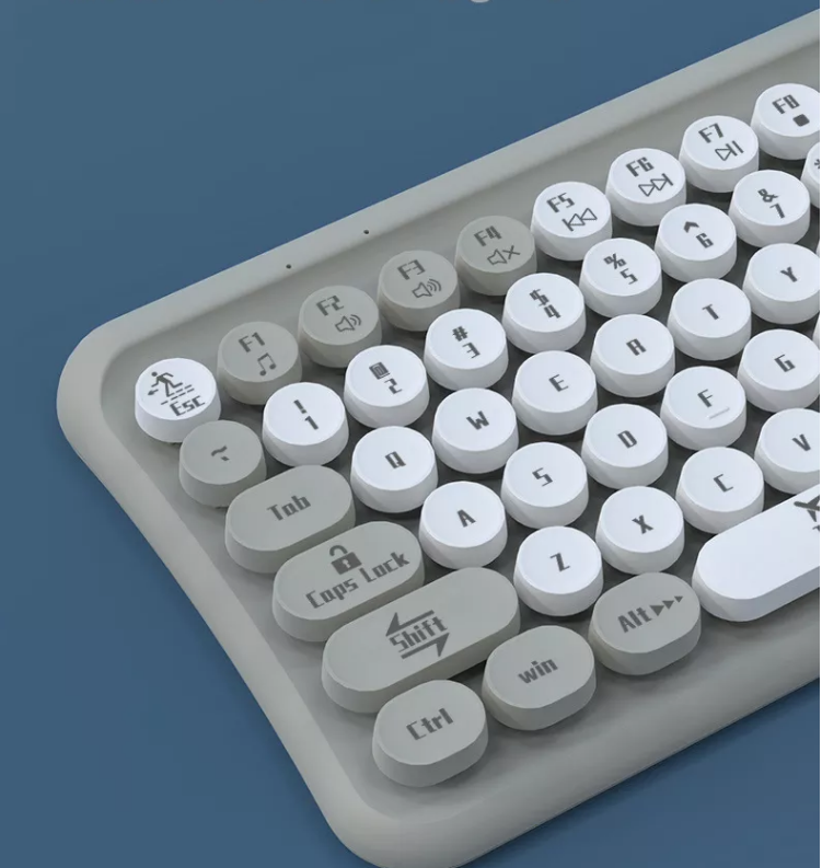 Mini 2.4G Wireless Retro Keyboard and Mouse Combo Round Keys Computer Laptop Mac