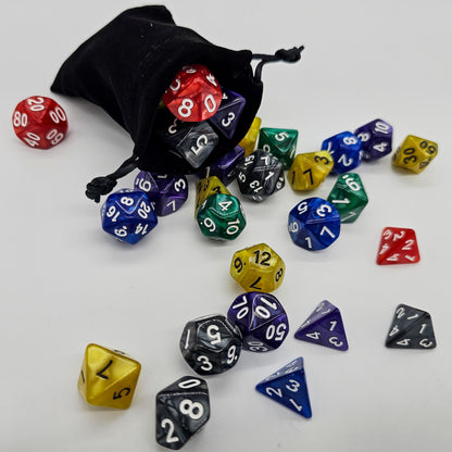 42 Piece DND Dice Set + 6 Velvet Dice Bags