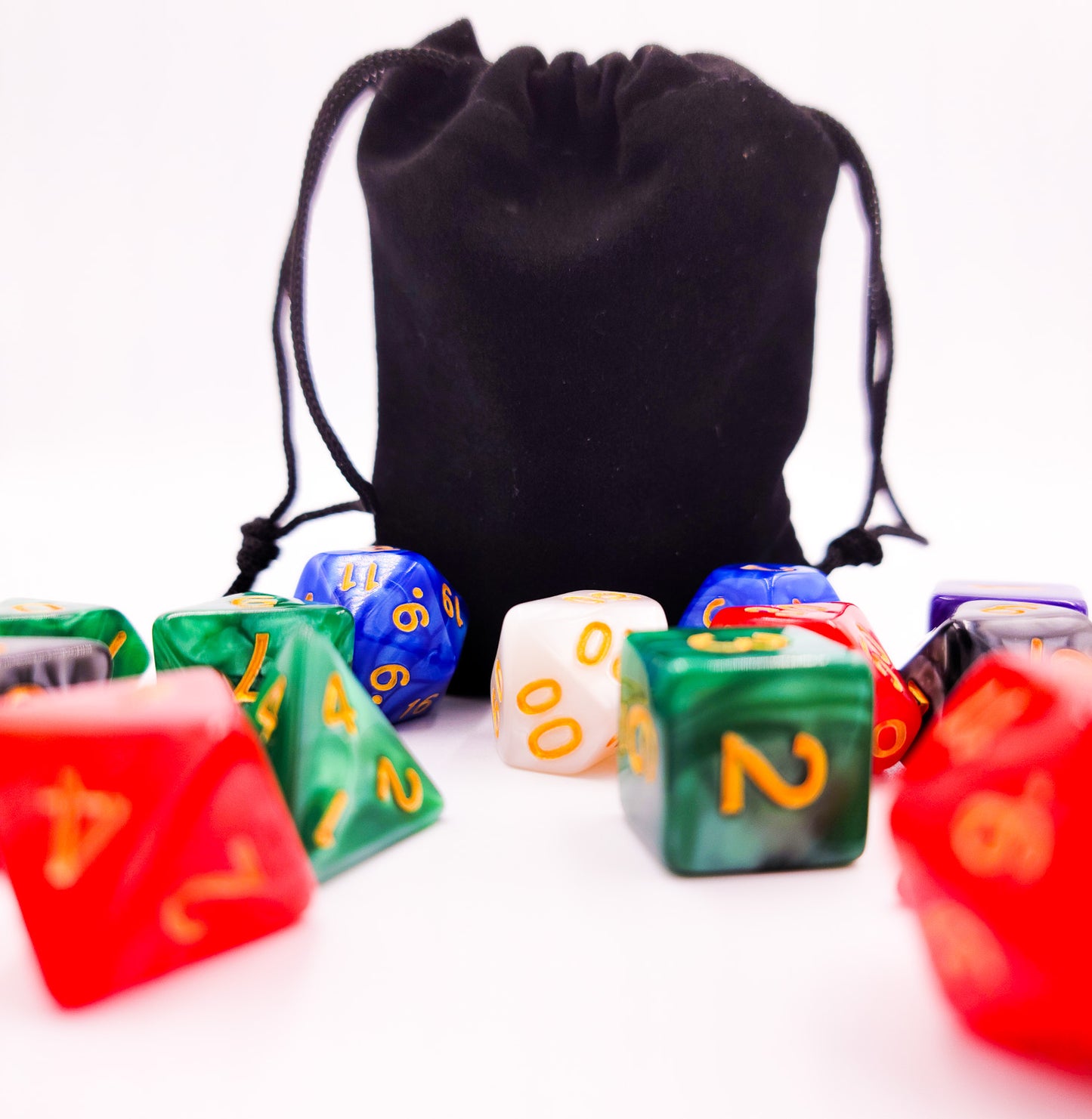 42 Piece DND Dice Set + 6 Velvet Dice Bags