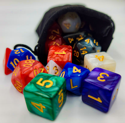 42 Piece DND Dice Set + 6 Velvet Dice Bags