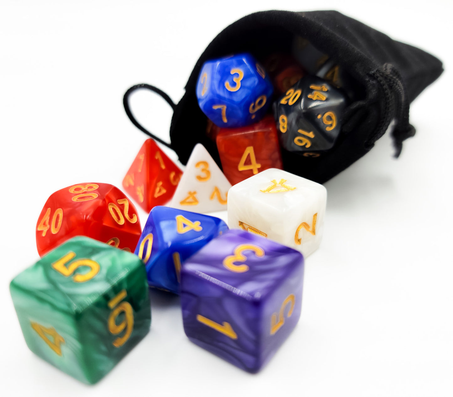 42 Piece DND Dice Set + 6 Velvet Dice Bags