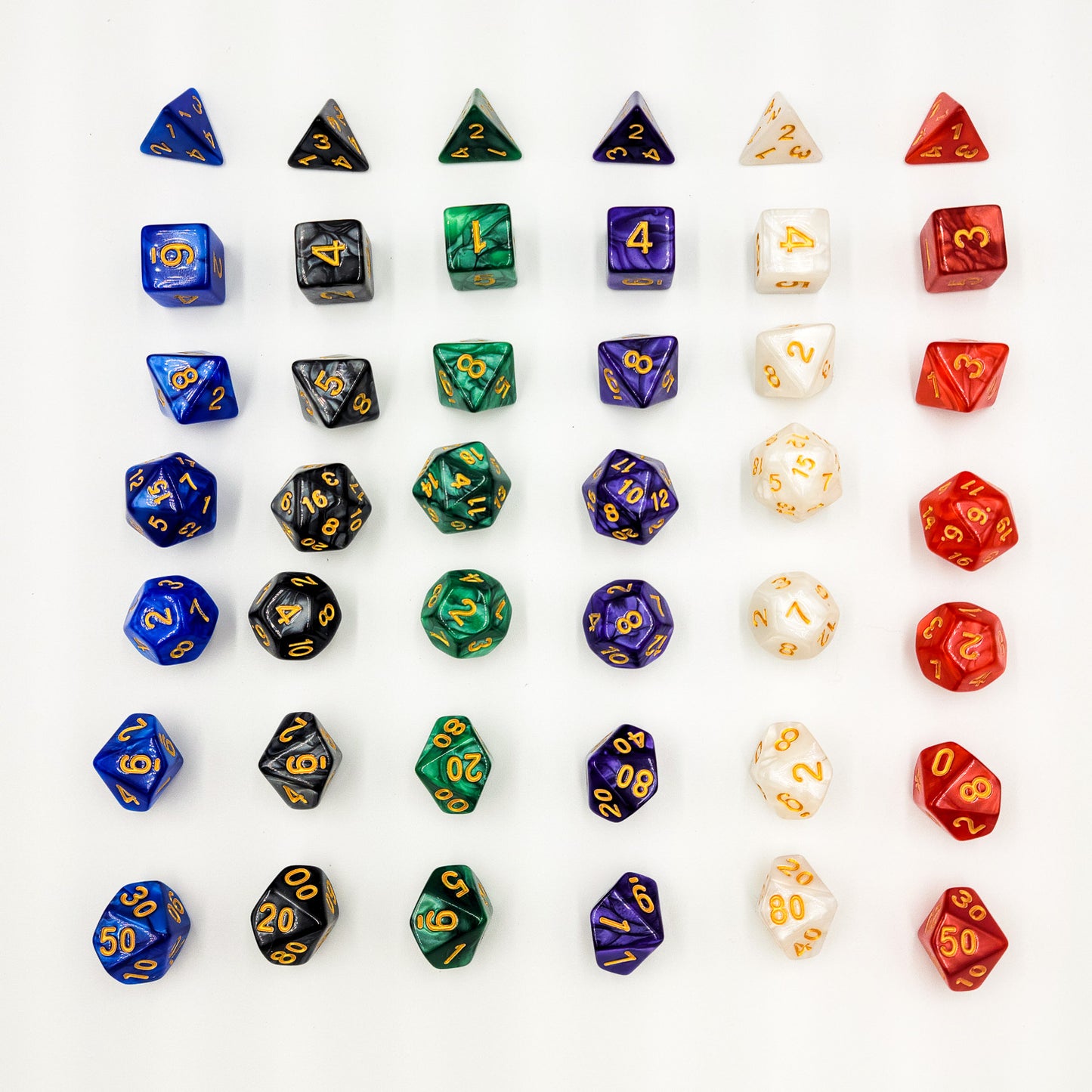 42 Piece DND Dice Set + 6 Velvet Dice Bags